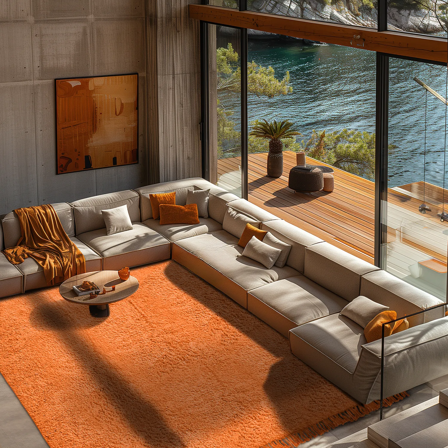 Ryatæpper - Alba Natural Cotton Shaggy (orange)