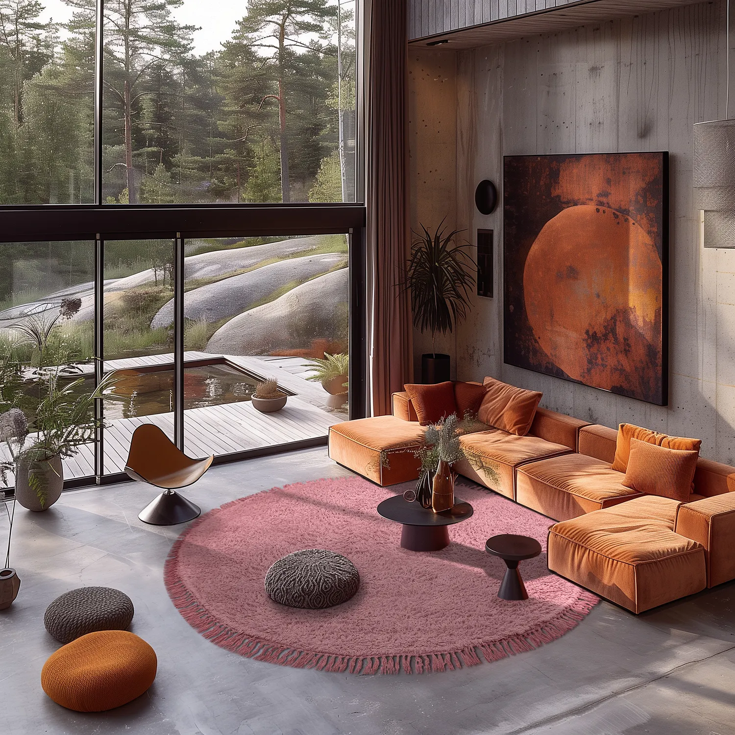 Runde tæpper - Alba Natural Cotton Shaggy (lyserød)