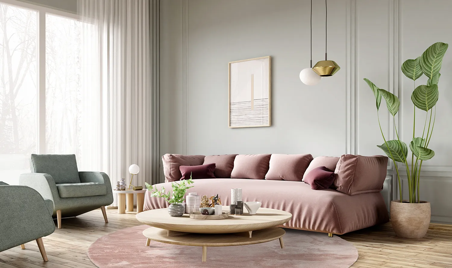 Runde tæpper - Aranga Super Soft Fur (lyserød)