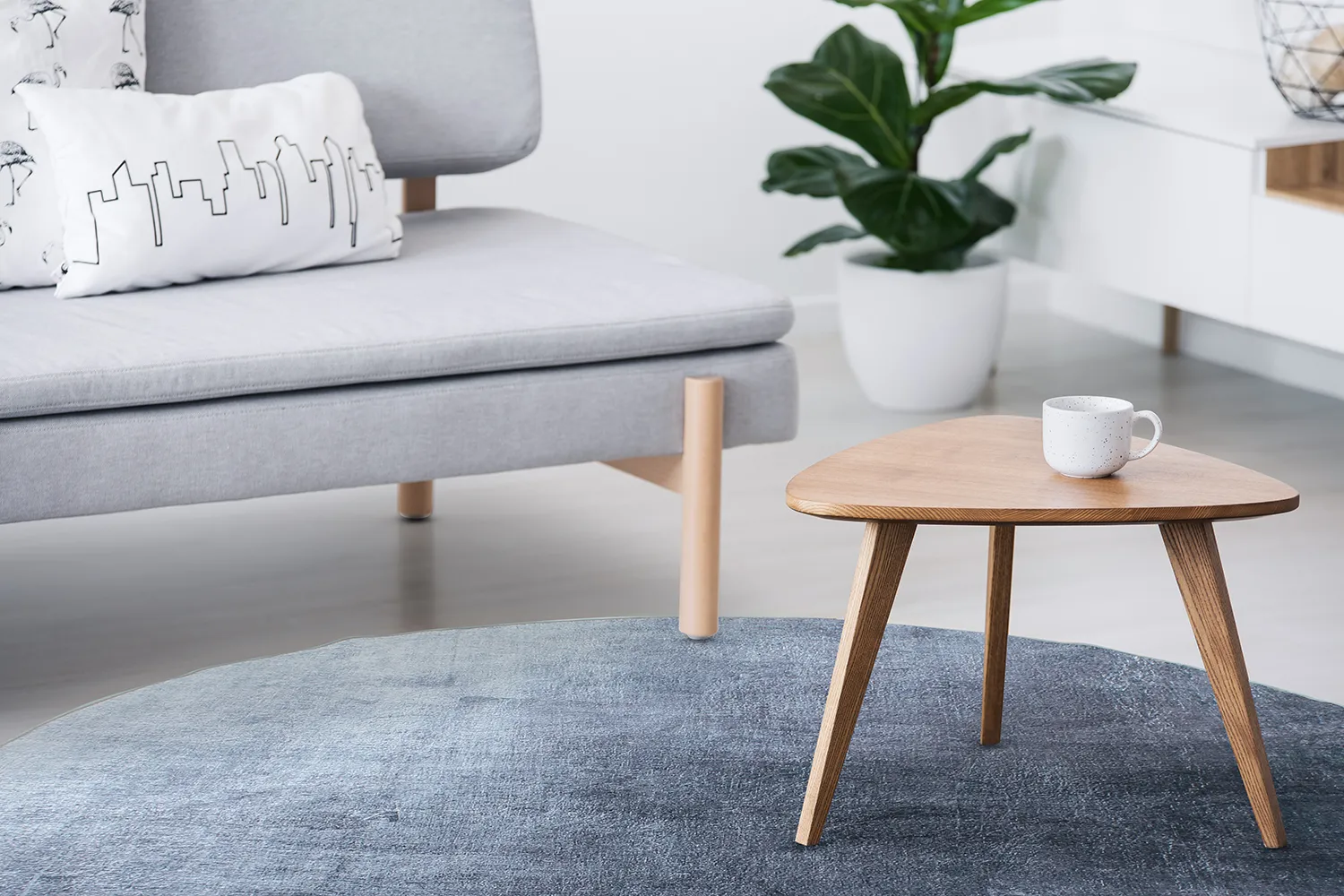 Rundt tæppe - Artena (blå)