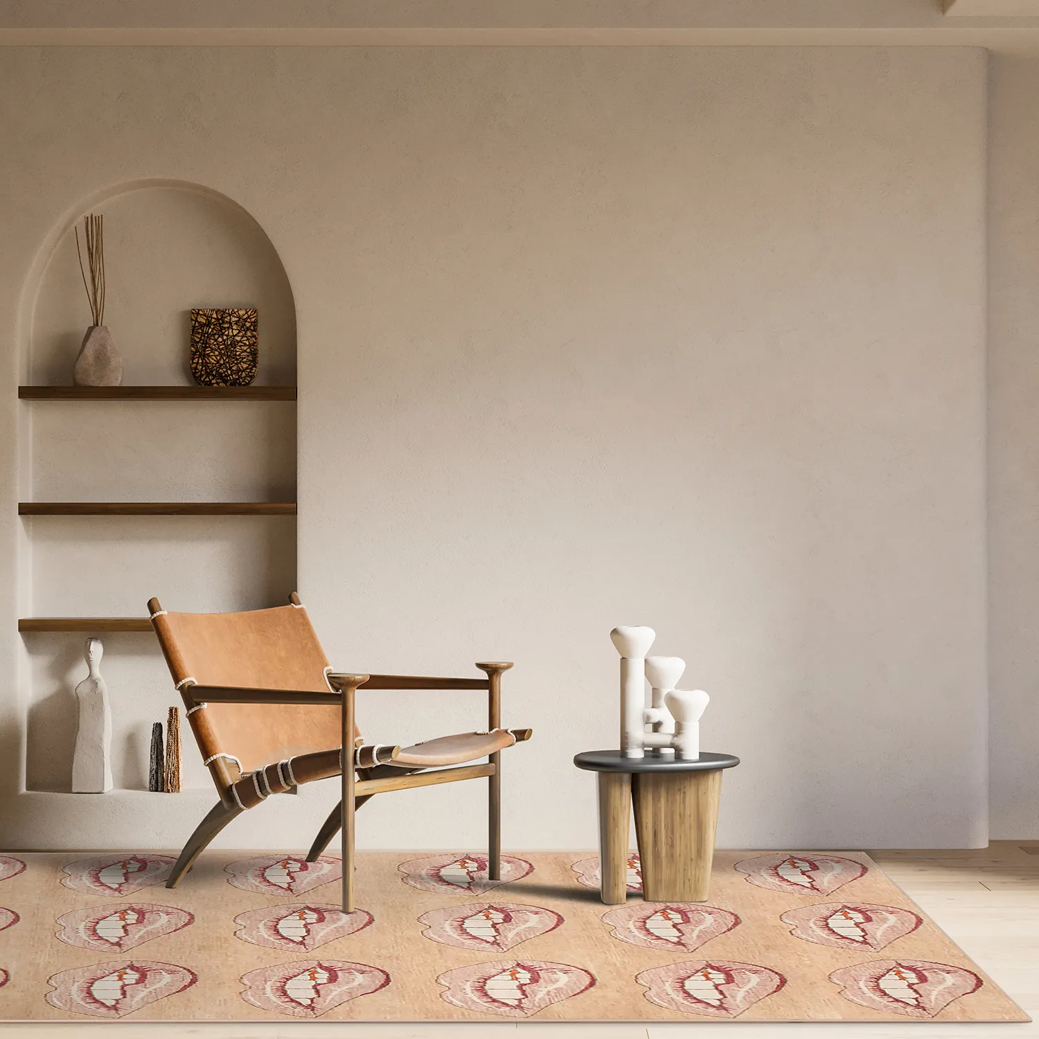 Wilton-tæppe - Avery (beige/lyserød)