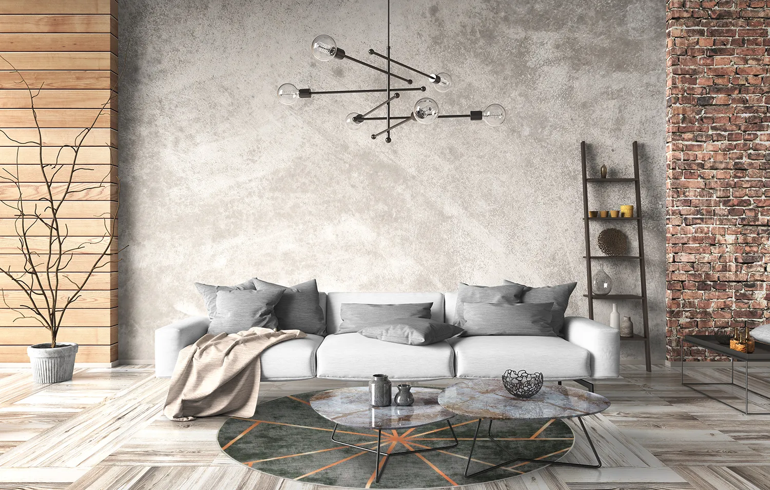 Rundt tæppe - Bellizzi (grøn/orange)