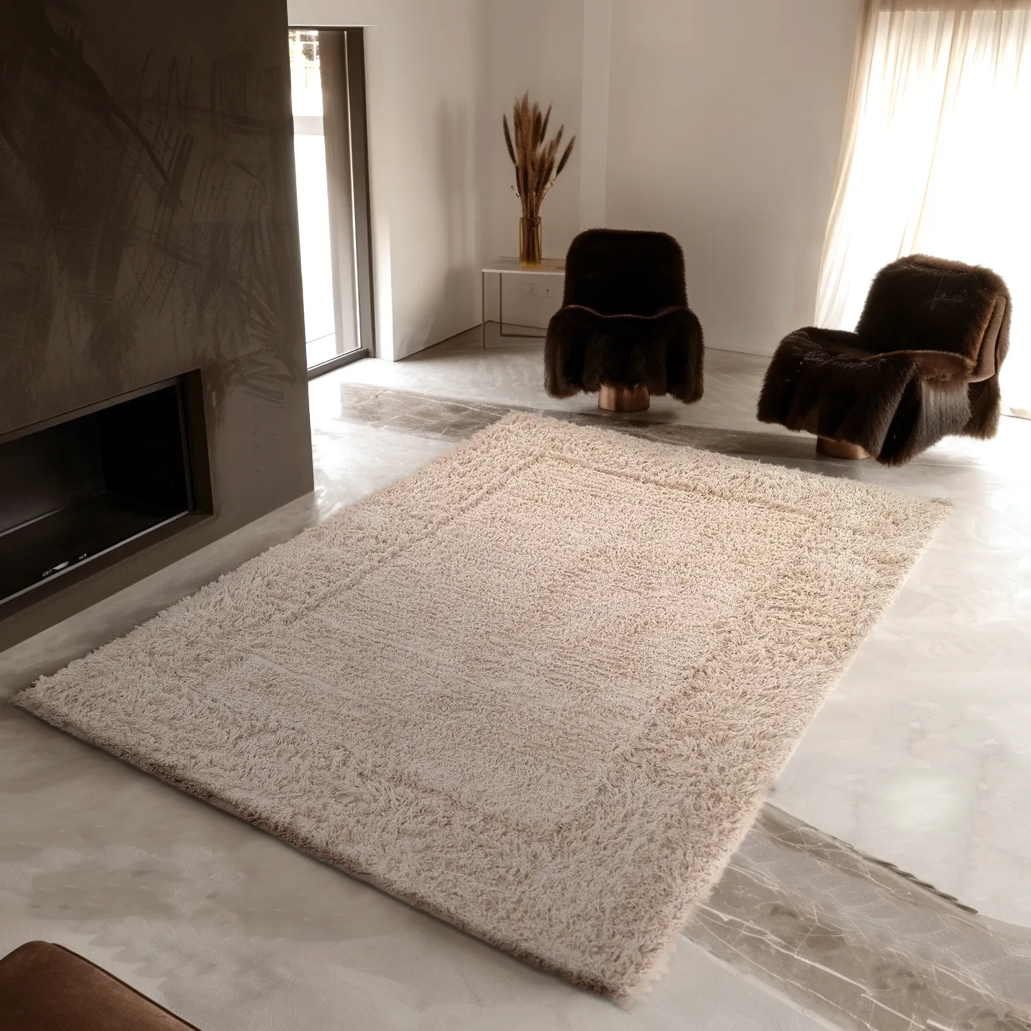 Ryatæpper - Aline Natural Cotton Shaggy (beige)