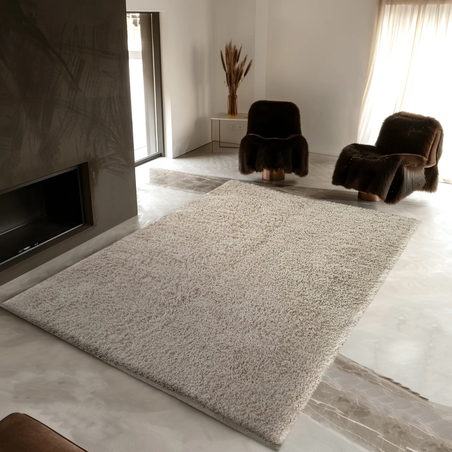 Ryatæpper - Enya Natural Cotton Shaggy (natur)