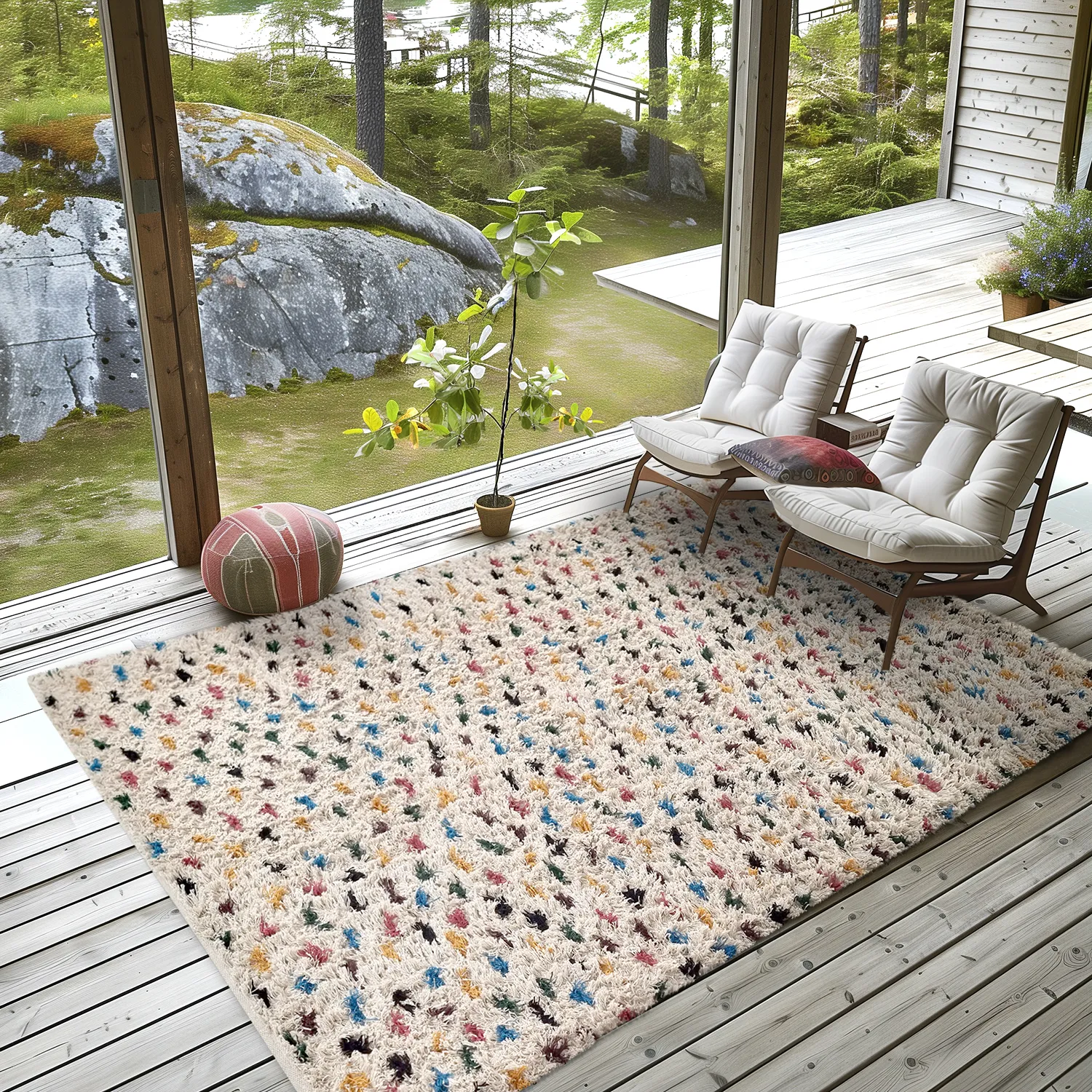 Ryatæpper - Litton Natural Cotton Shaggy (beige/multi)