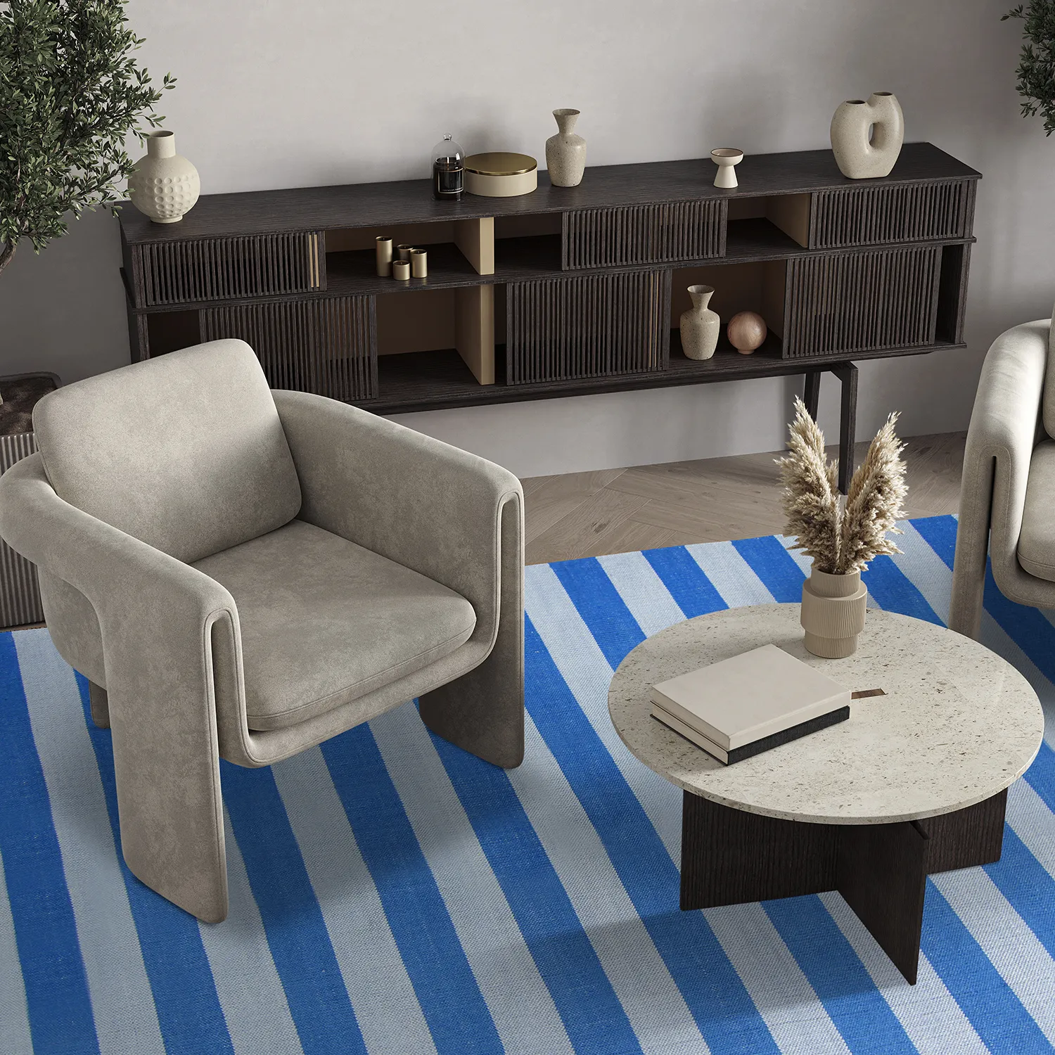 Bomuldstæppe - Nilo (blå)