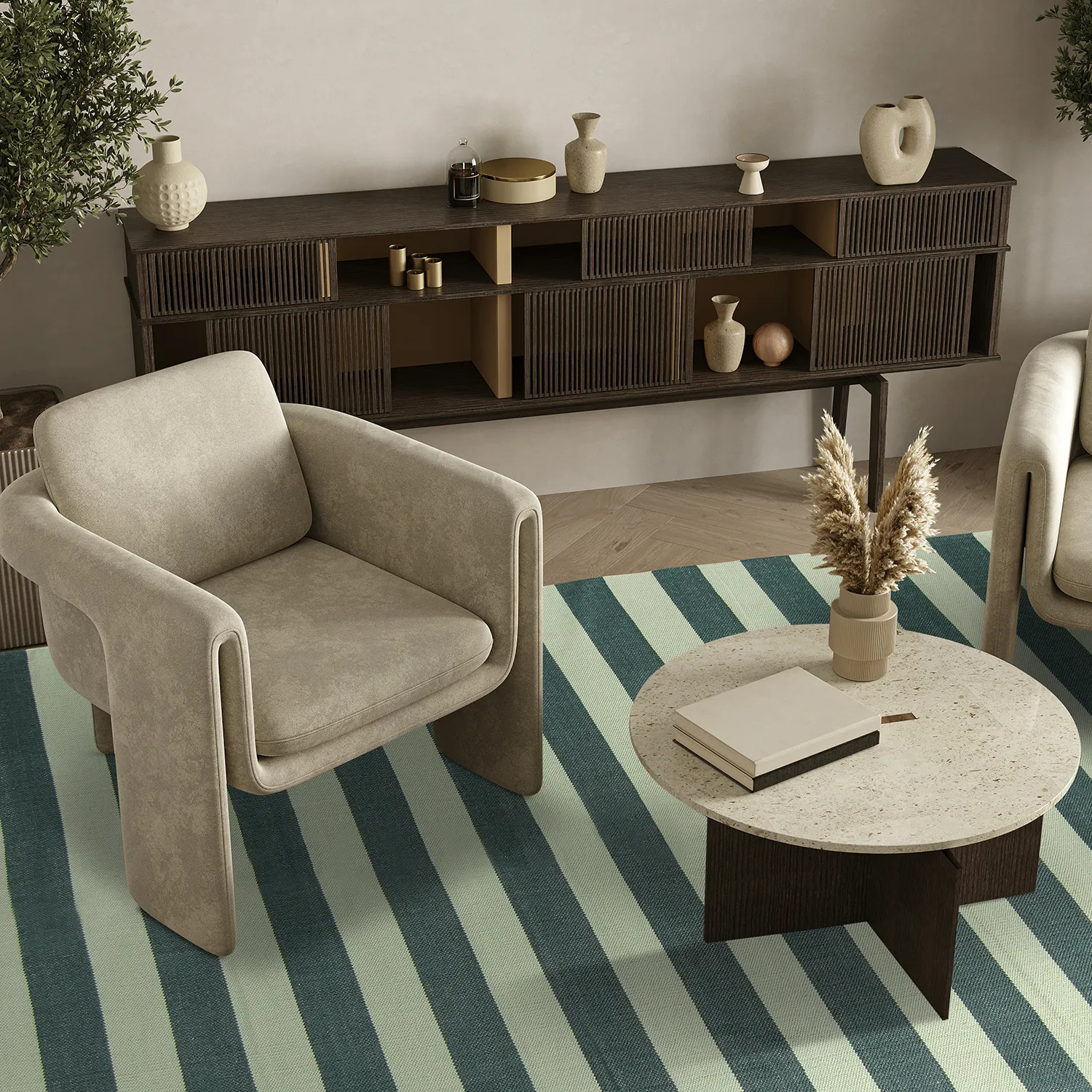 Bomuldstæppe - Nilo (grön)