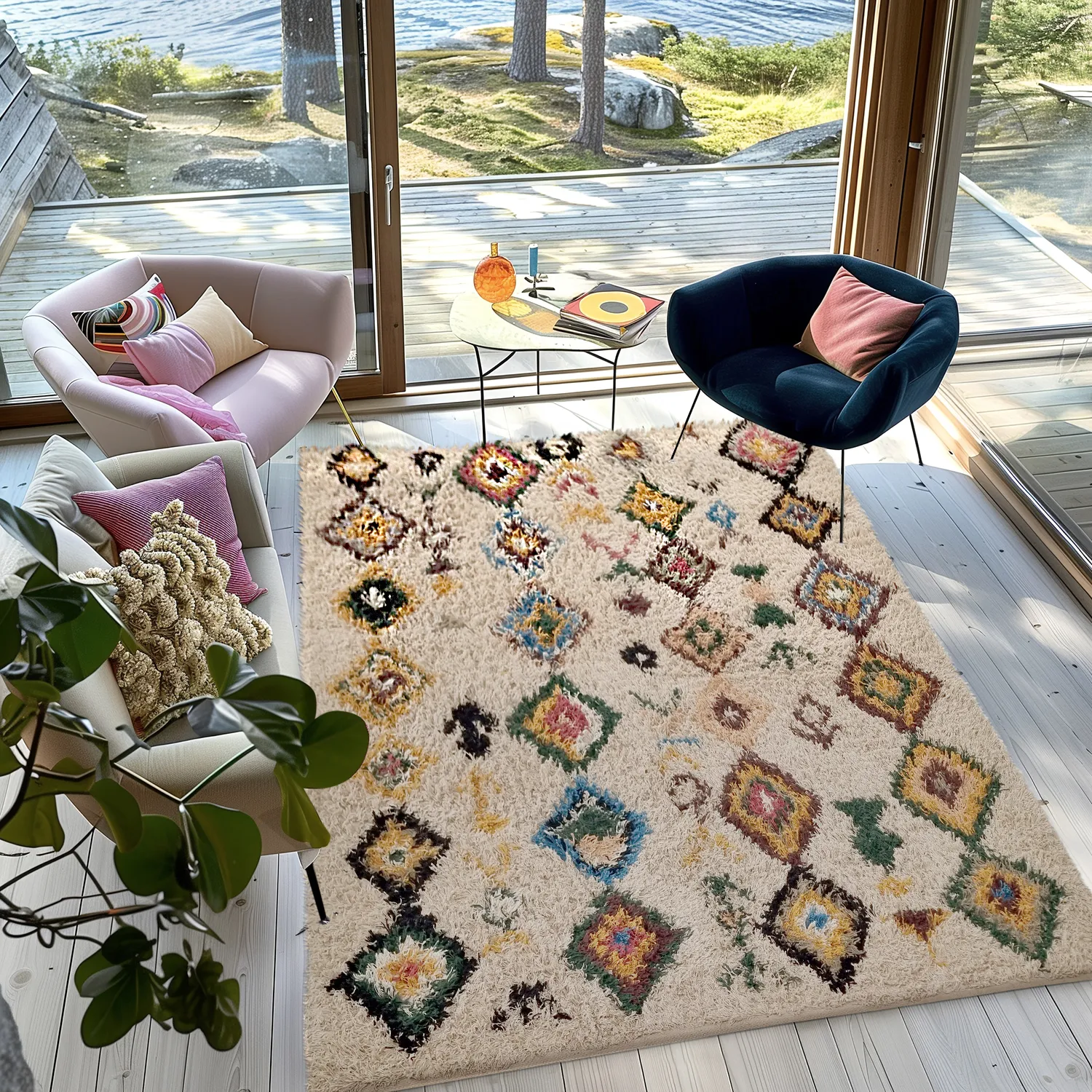 Ryatæpper - Siddel Natural Cotton Shaggy (beige/multi)