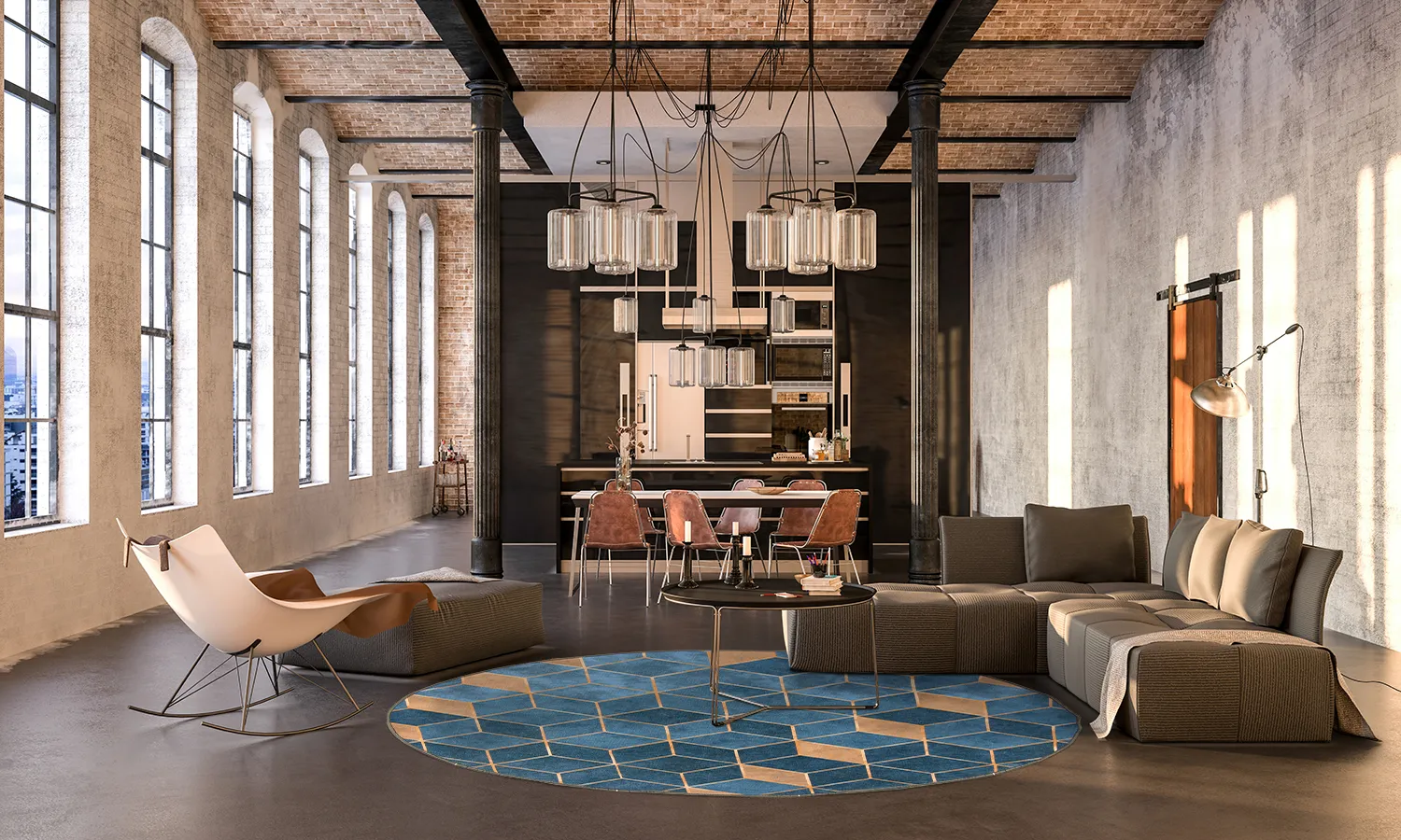 Rundt tæppe - Brigooda (lyseblå)