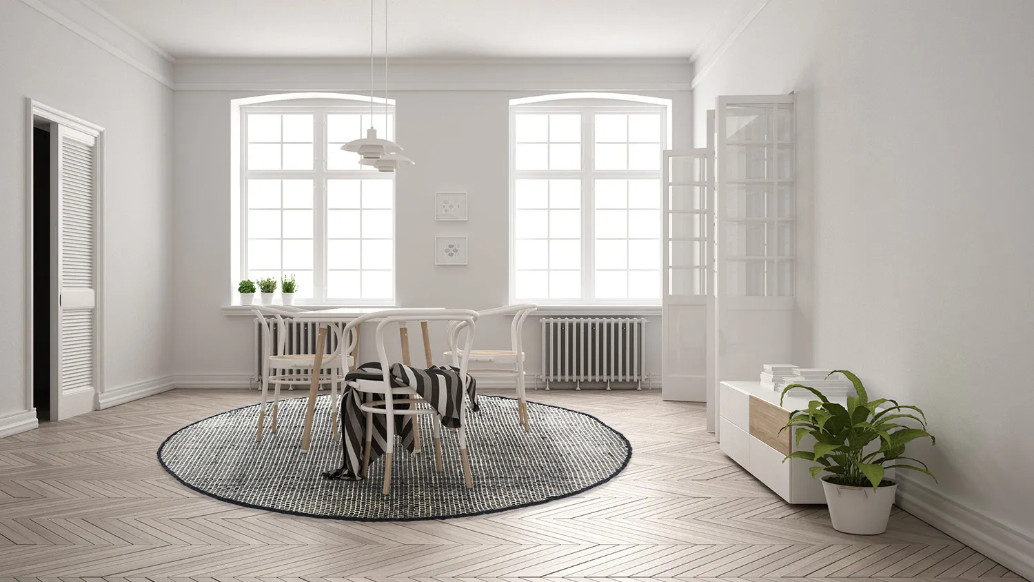 Runde tæpper - Coastal (sort/hvid)