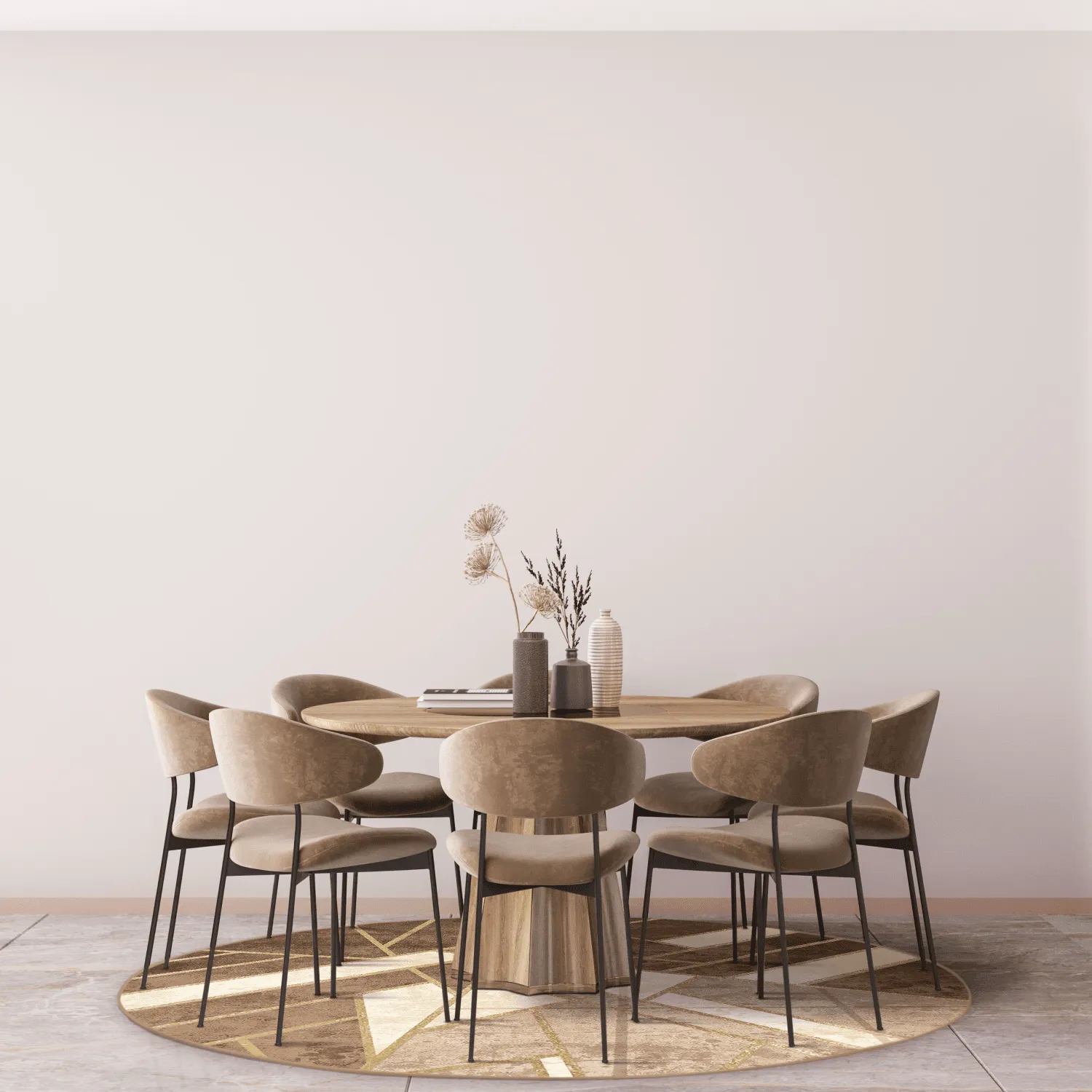 Rundt tæppe - Amasra (beige)