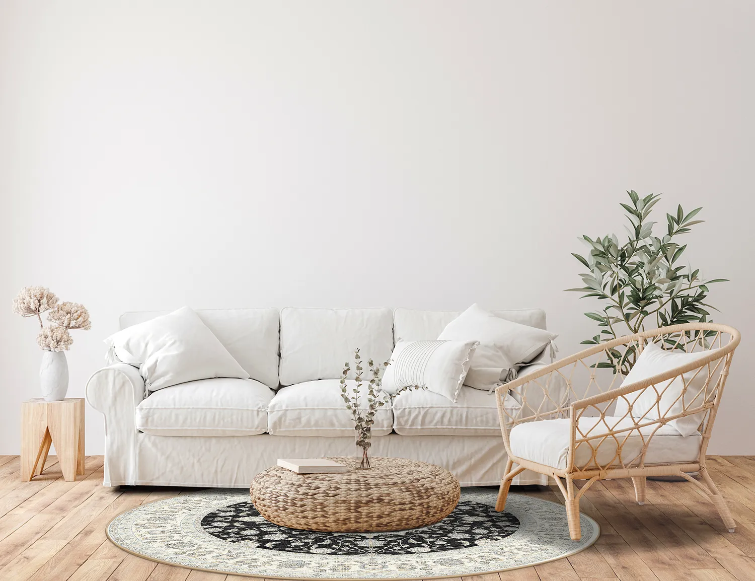 Rundt tæppe - Arabella (sort)