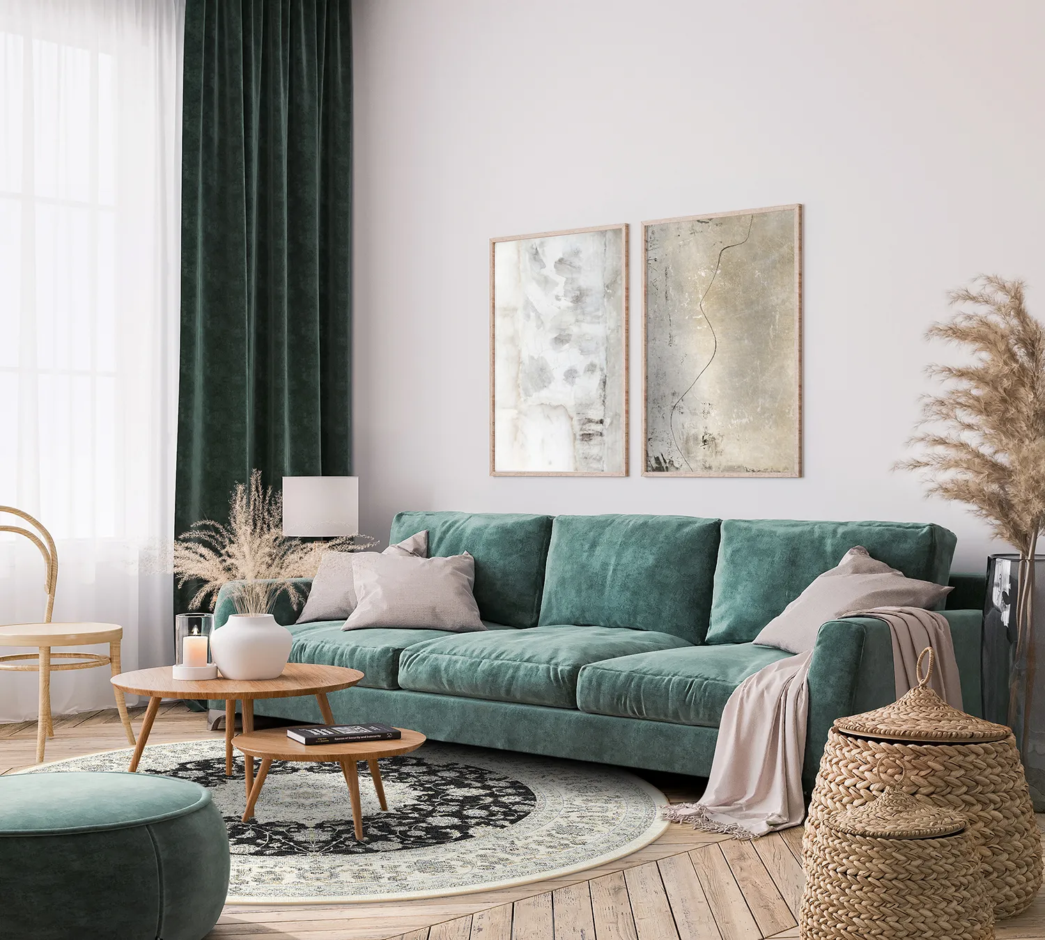 Rundt tæppe - Arabella (sort)