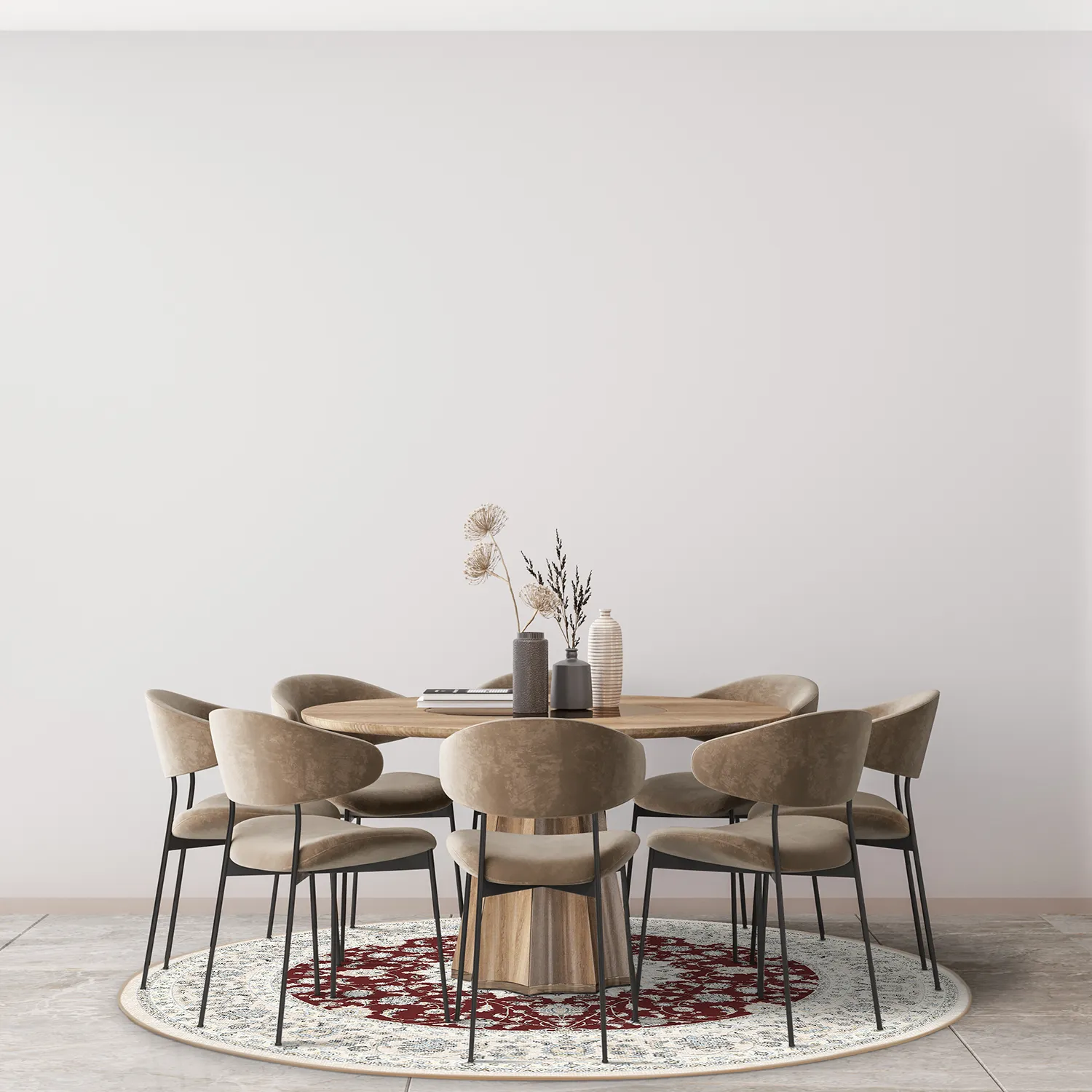 Rundt tæppe - Arabella (bordeaux)