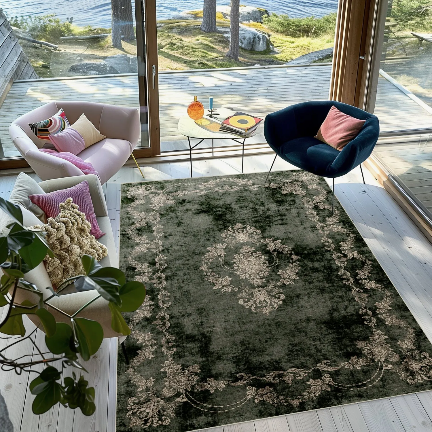 Wilton-tæppe - Taknis (mørkegrøn)