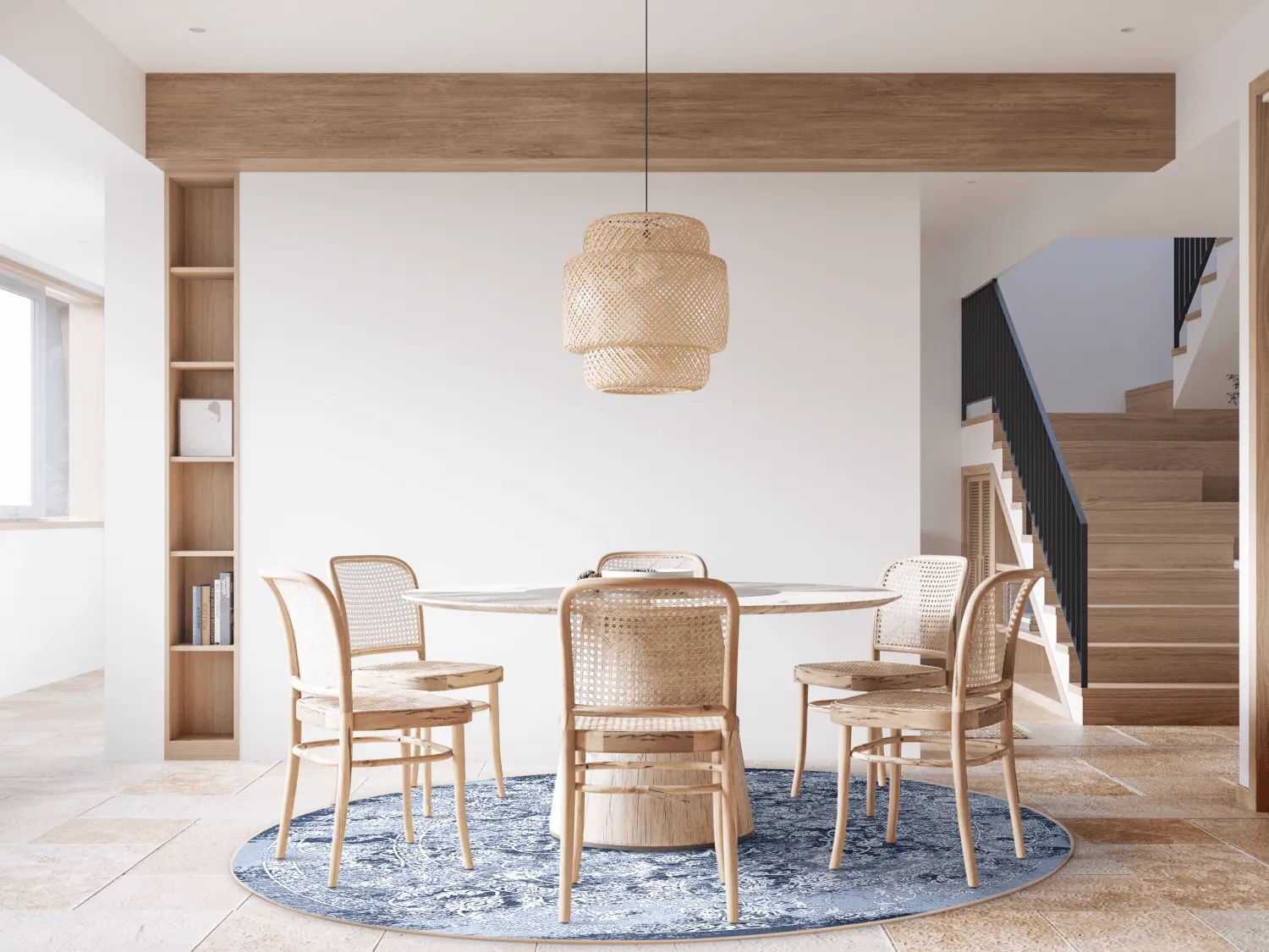 Rundt tæppe - Amaya (blå)