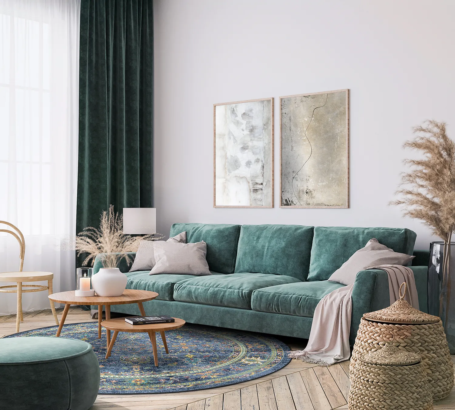 Rundt tæppe - Livley (mørkeblå)