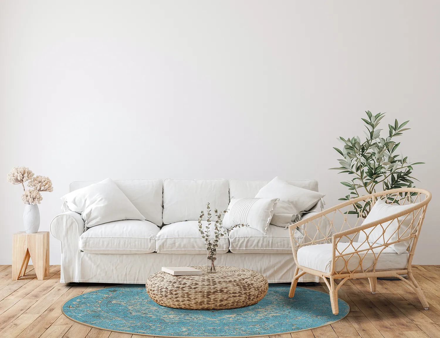 Rundt tæppe - Lainey (blå)