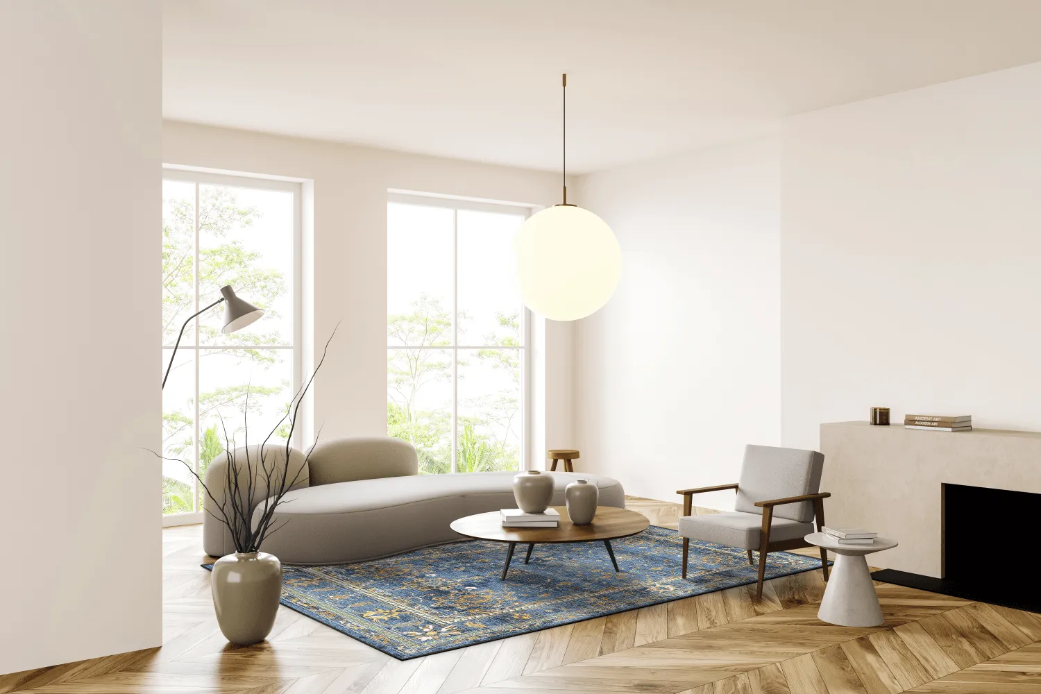 Wilton-tæppe - Livley (mørkeblå)