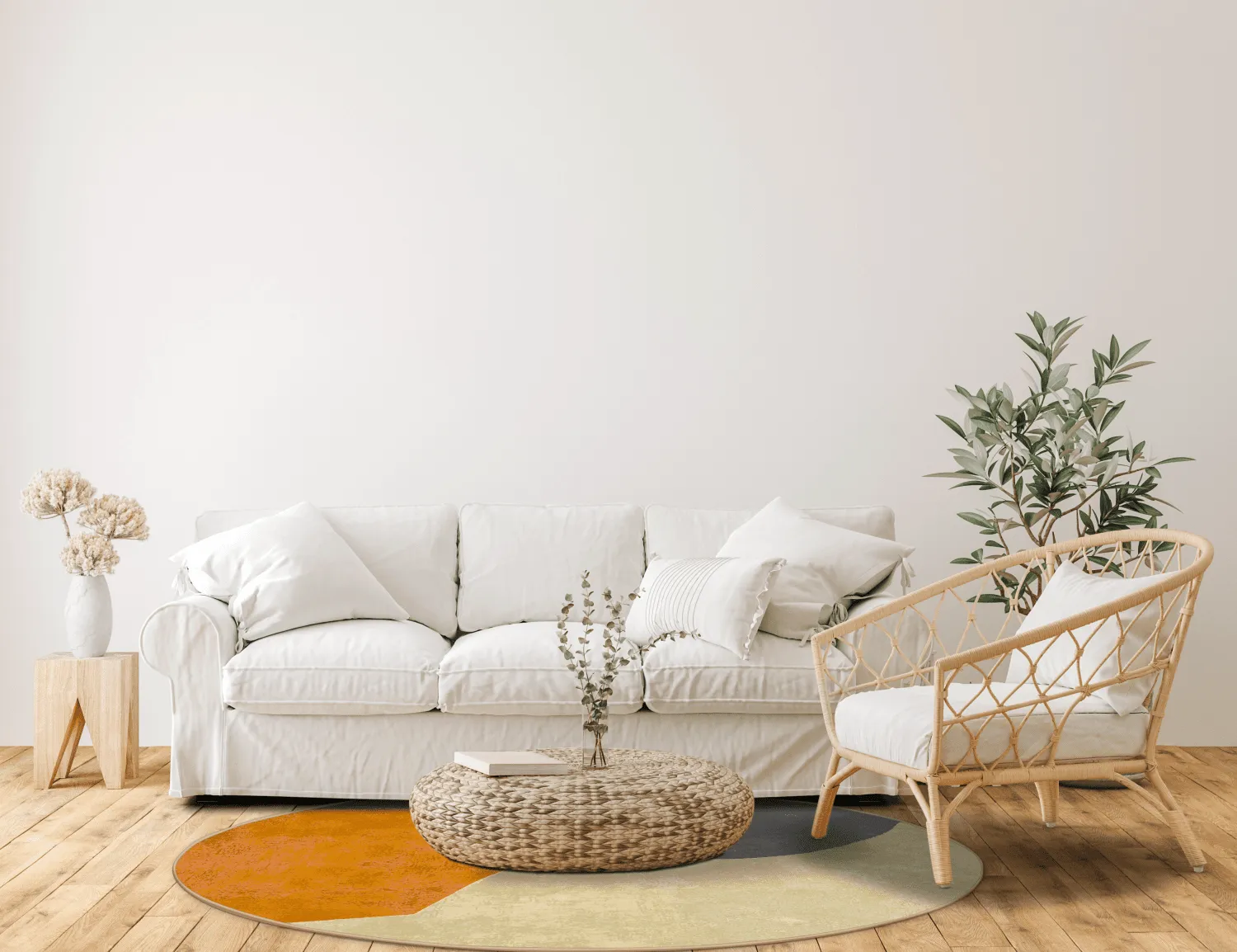 Rundt tæppe - Lazio (grå/multi)