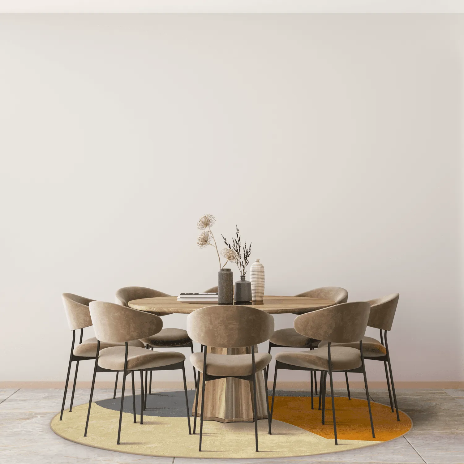 Rundt tæppe - Lazio (grå/multi)