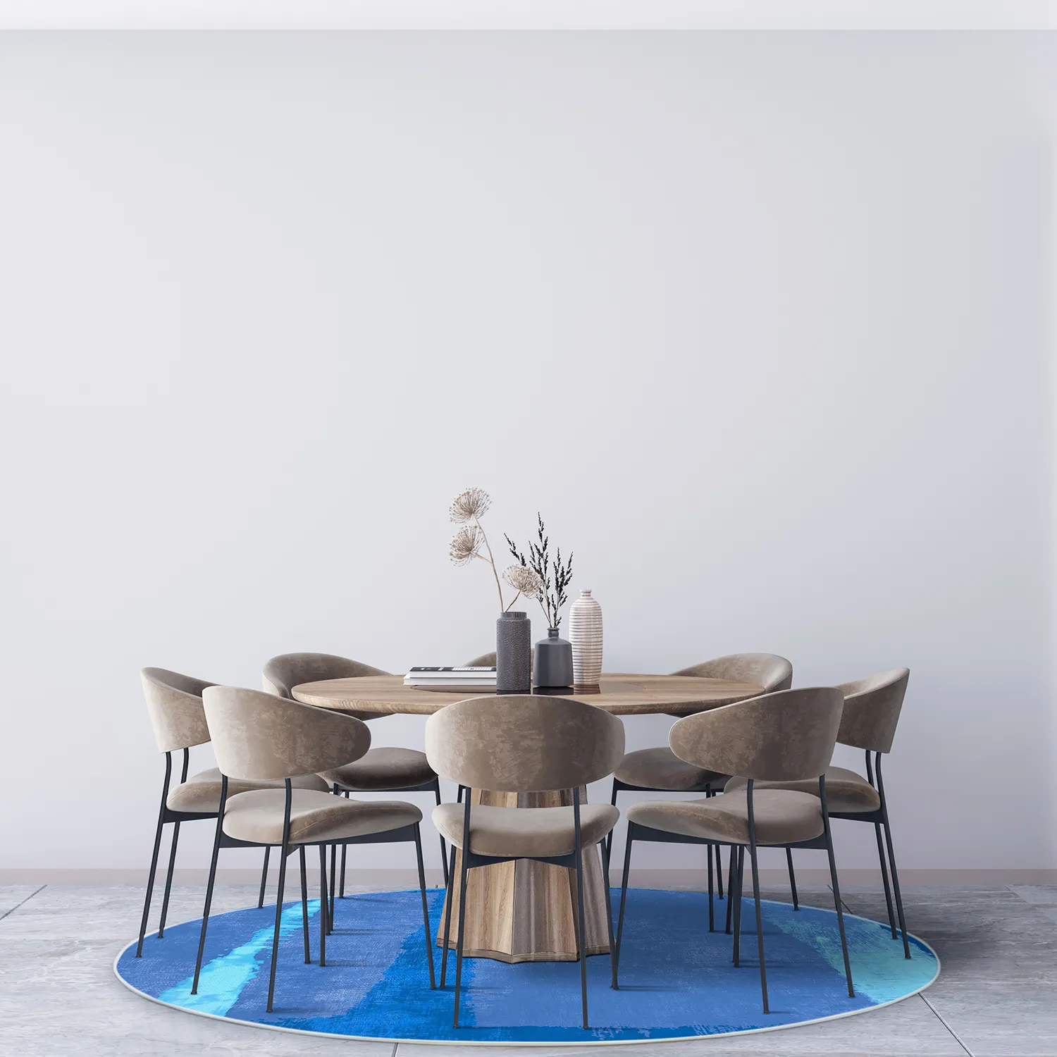 Rundt tæppe - Asti (blå)