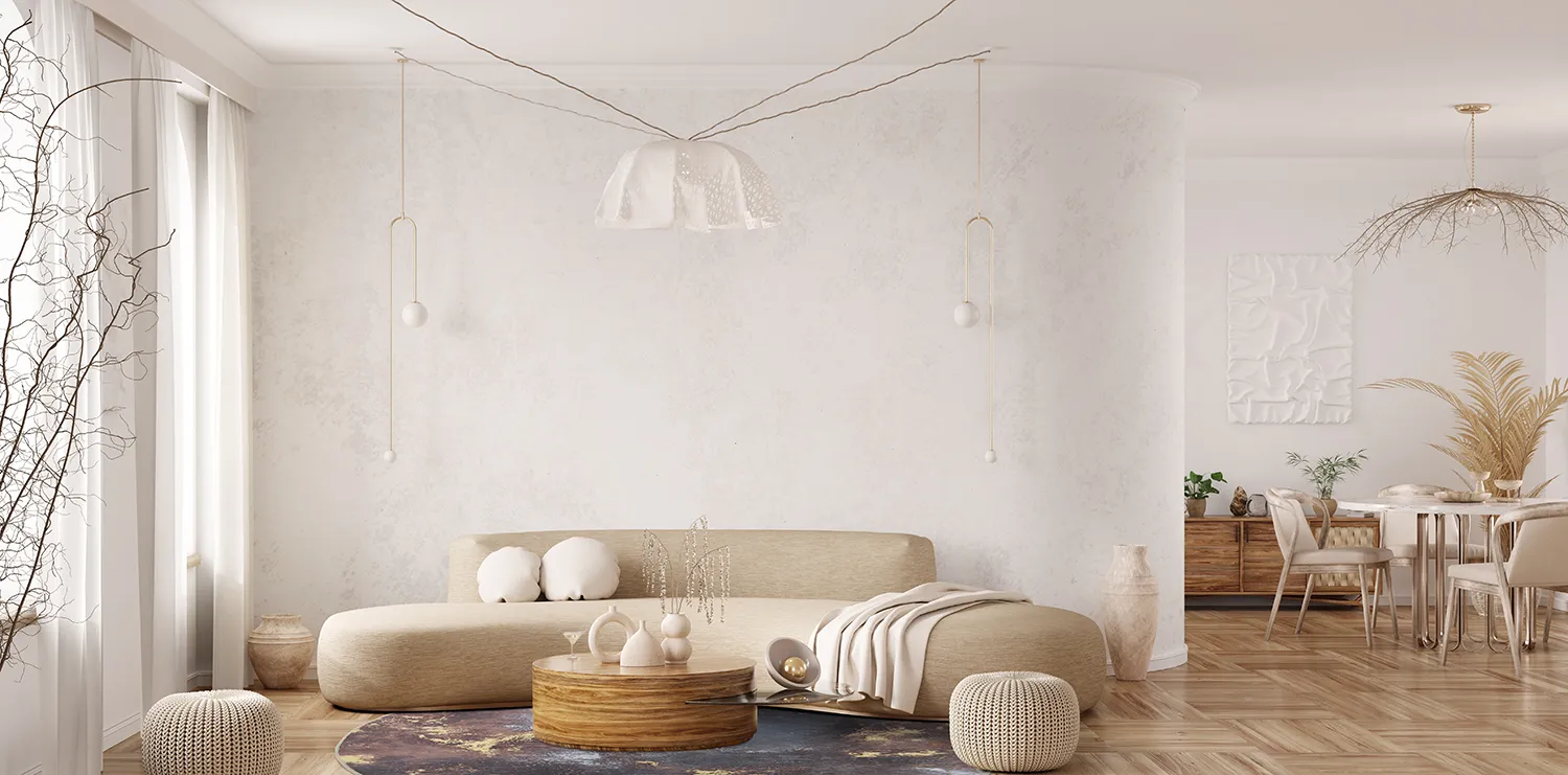 Rundt tæppe - Sanza (grå/multi)