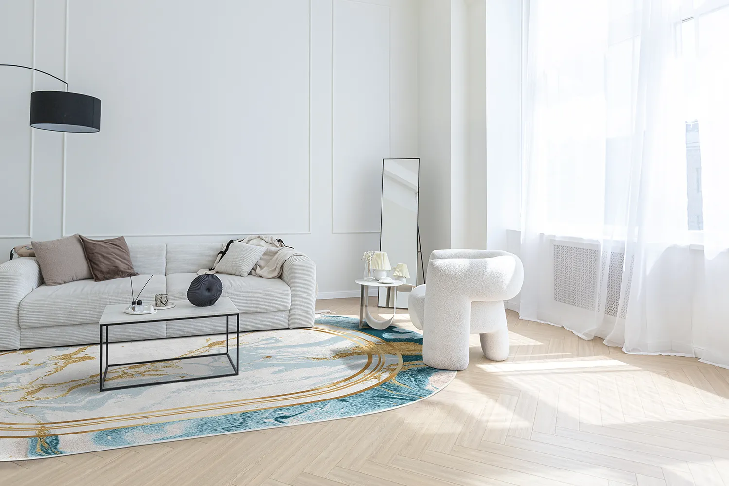 Ovalt tæppe - Emery (blå)