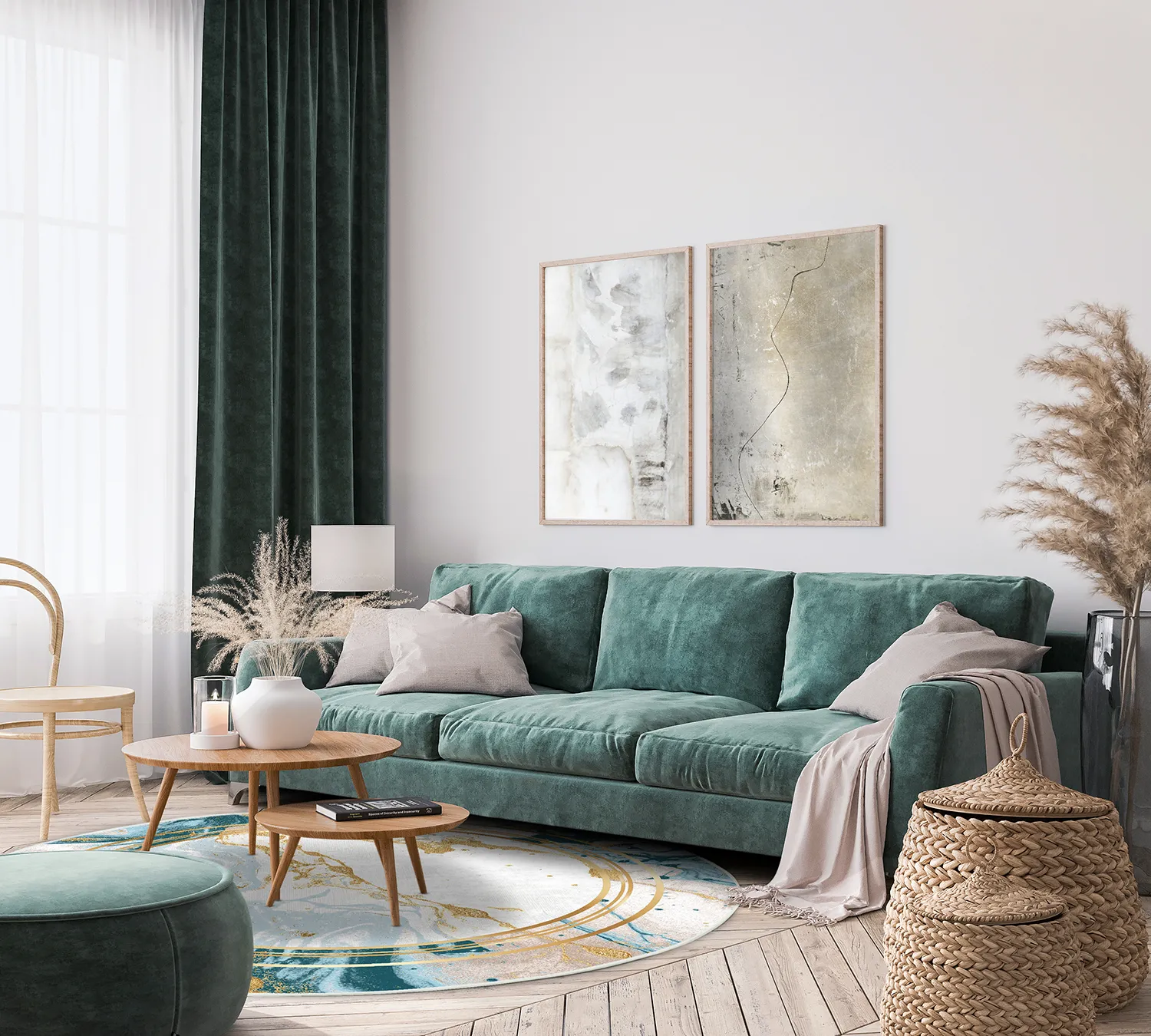 Runde tæpper - Emery (blå)