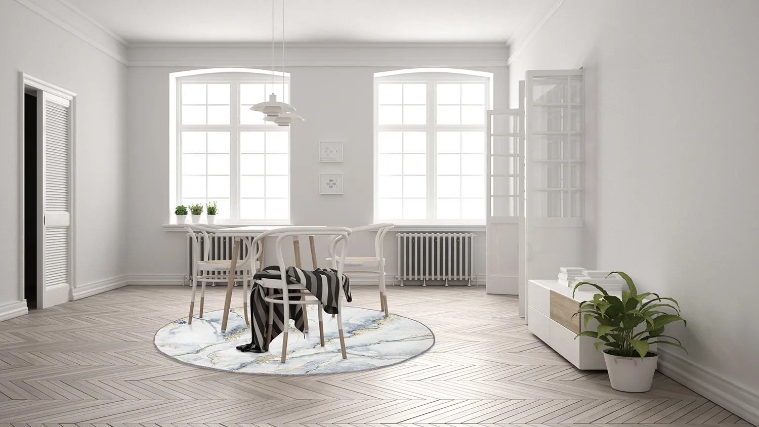 Rundt tæppe - Genova (hvid)