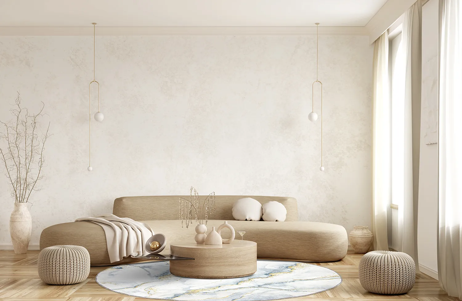 Rundt tæppe - Genova (hvid)