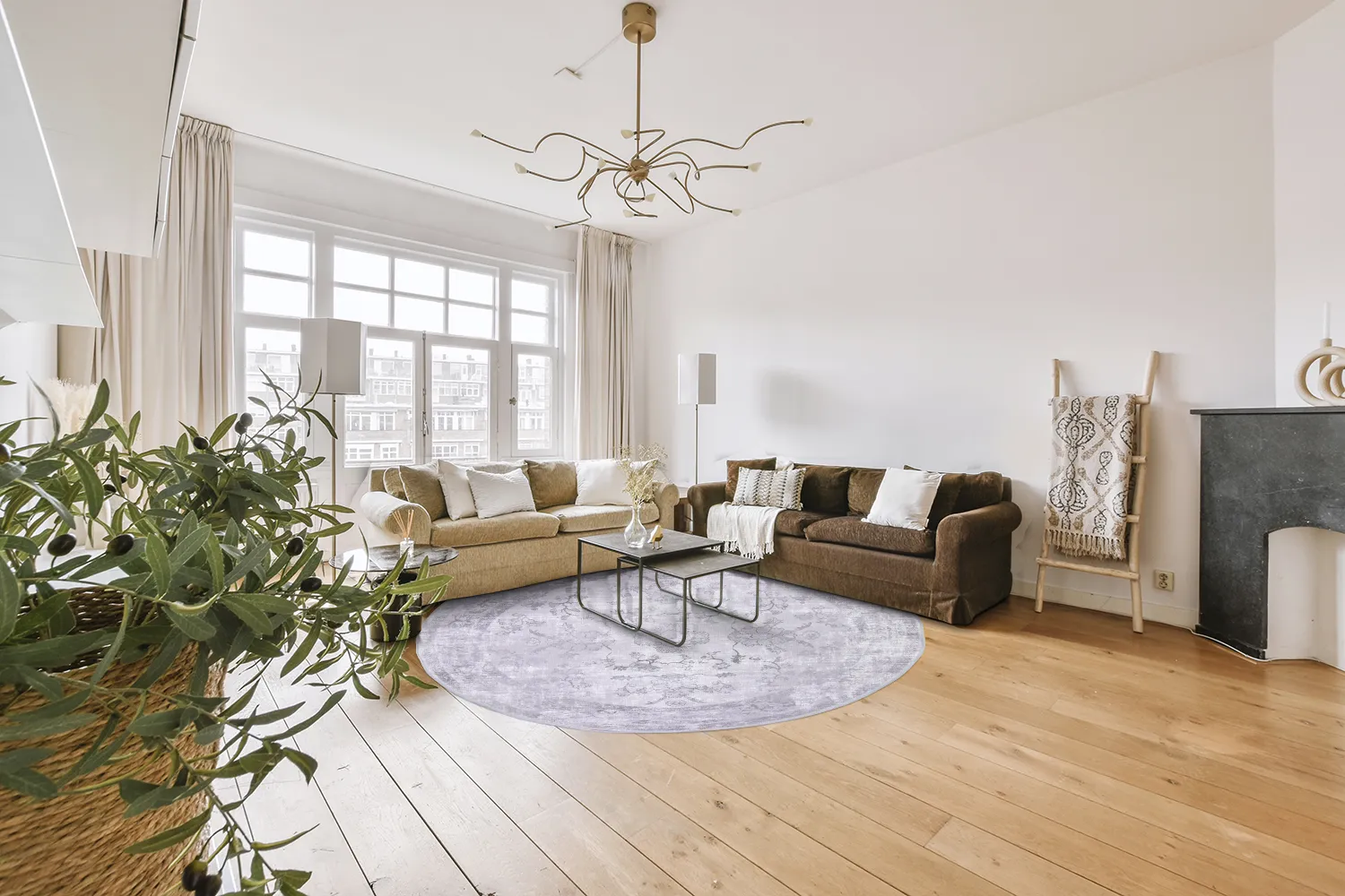 Rundt tæppe - Gombalia (lys lilla)