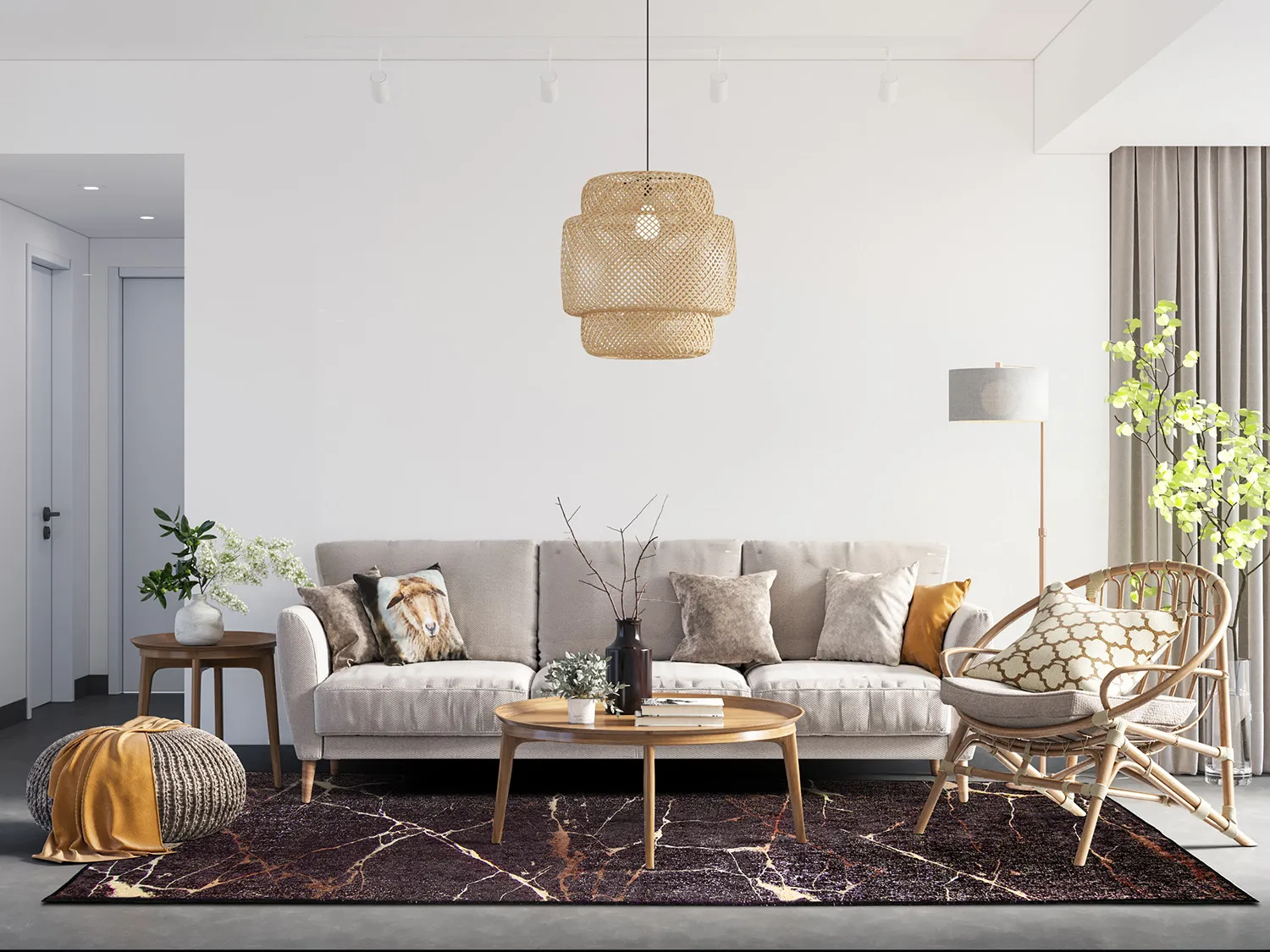 Wilton-tæppe - Nara (sort/guld)