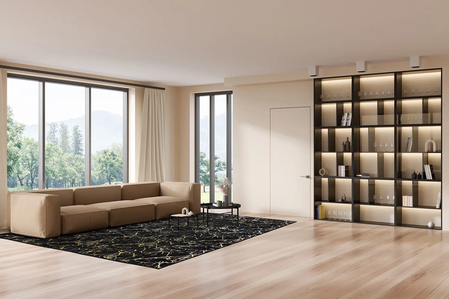 Wilton-tæppe - Alden (sort/guld)