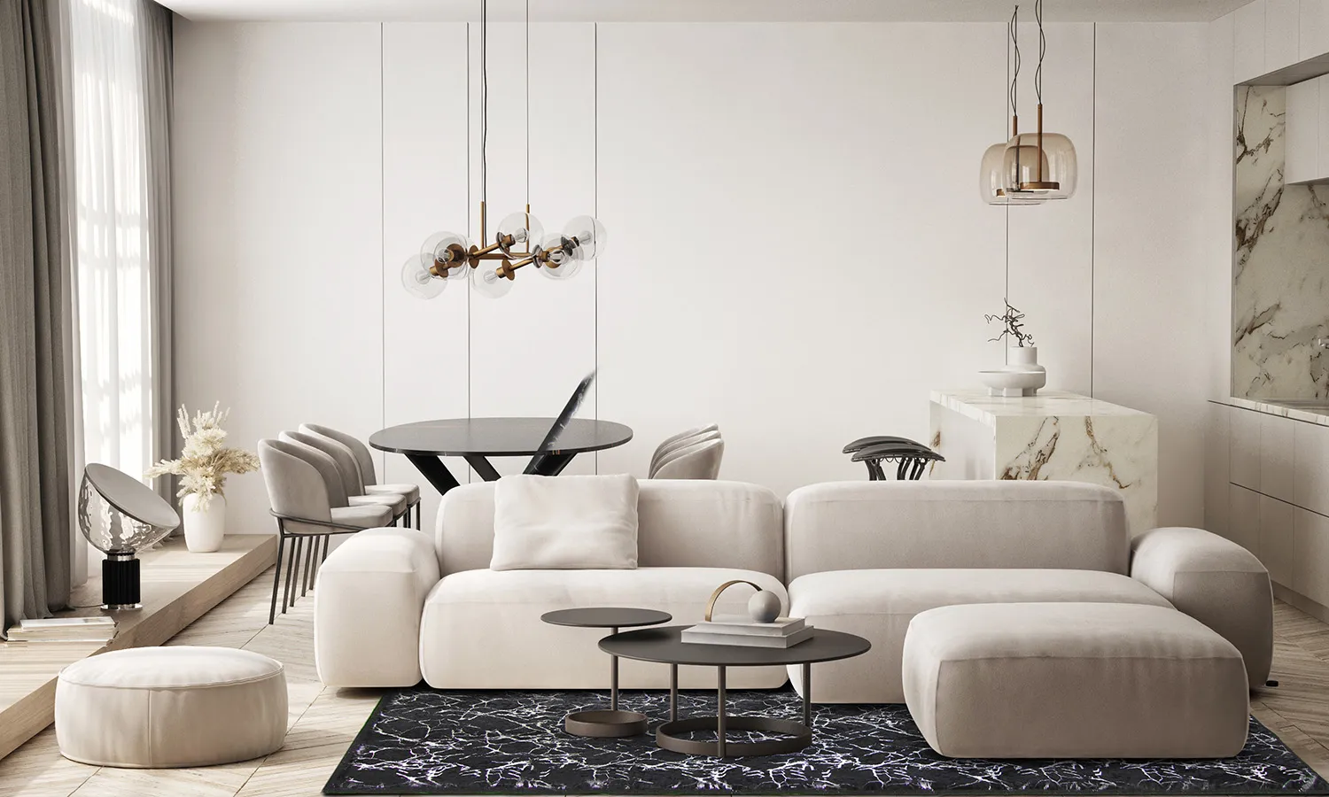 Wilton-tæppe - Zaria (sort/sølv)