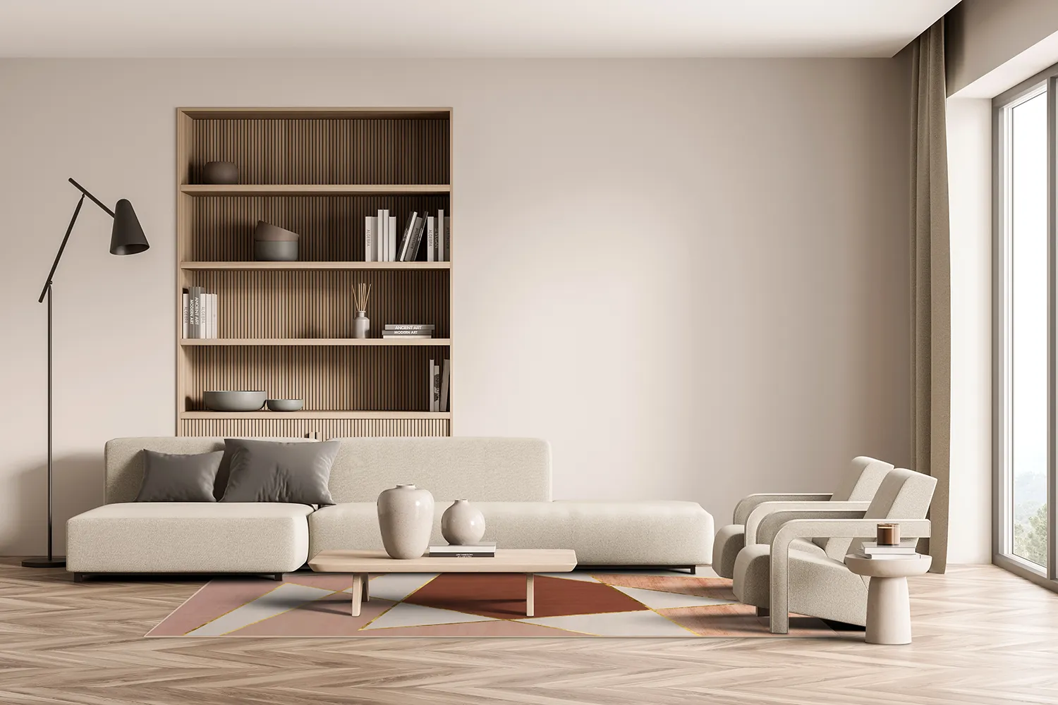 Wilton-tæppe - Jade (beige/lyserød)