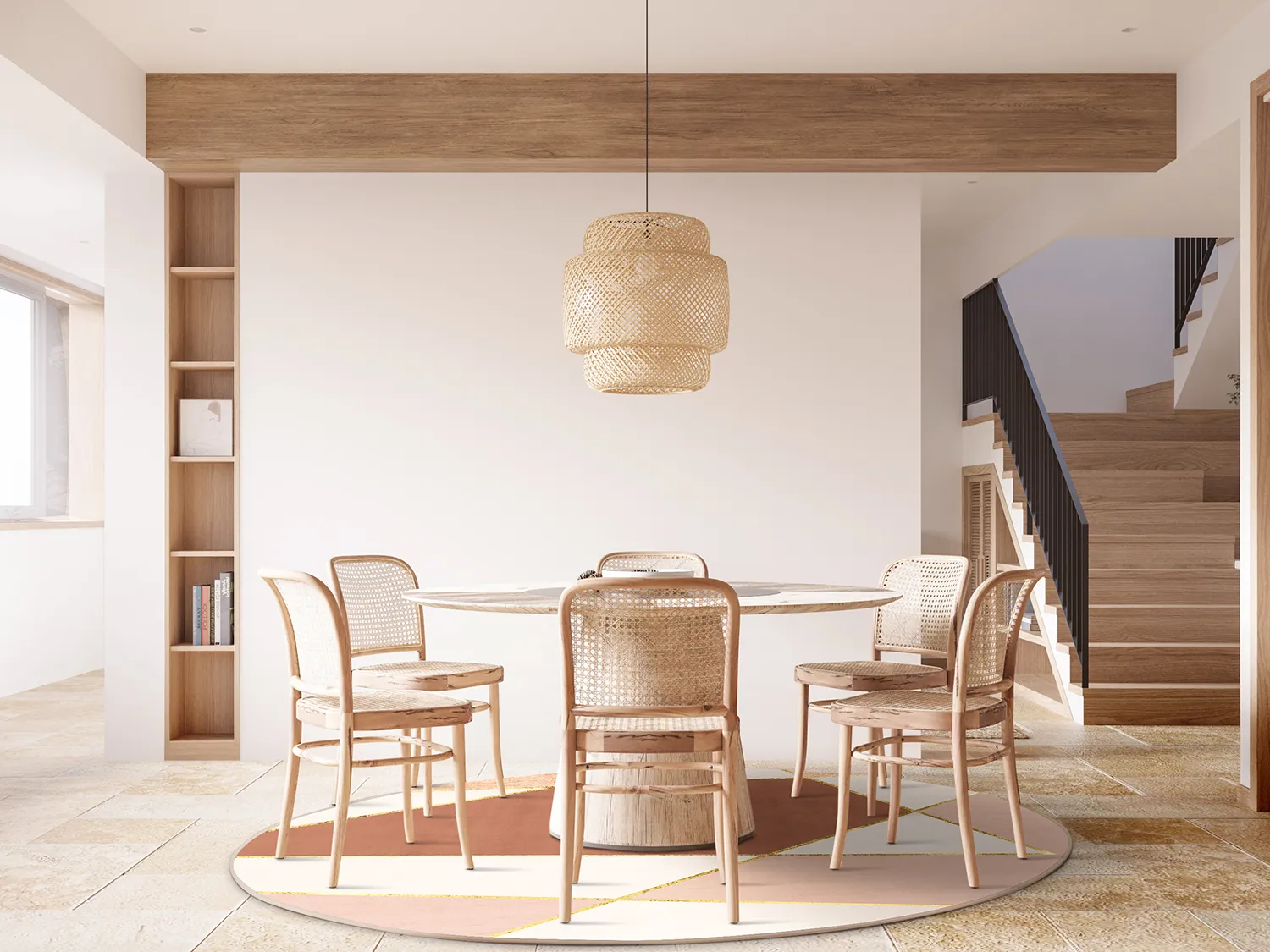 Runde tæpper - Jade (beige/lyserød)