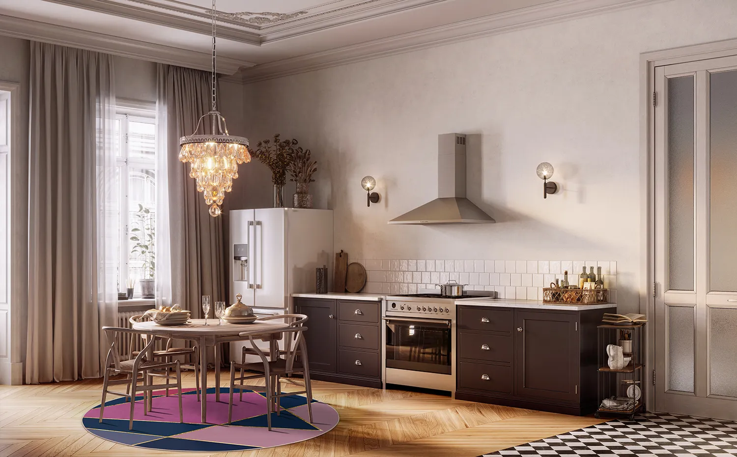 Runde tæpper - Jade (mørkeblå/lyserød)