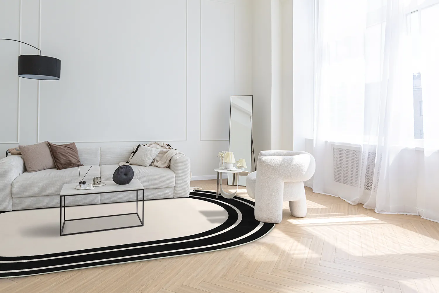 Ovalt tæppe - Josie (sort)