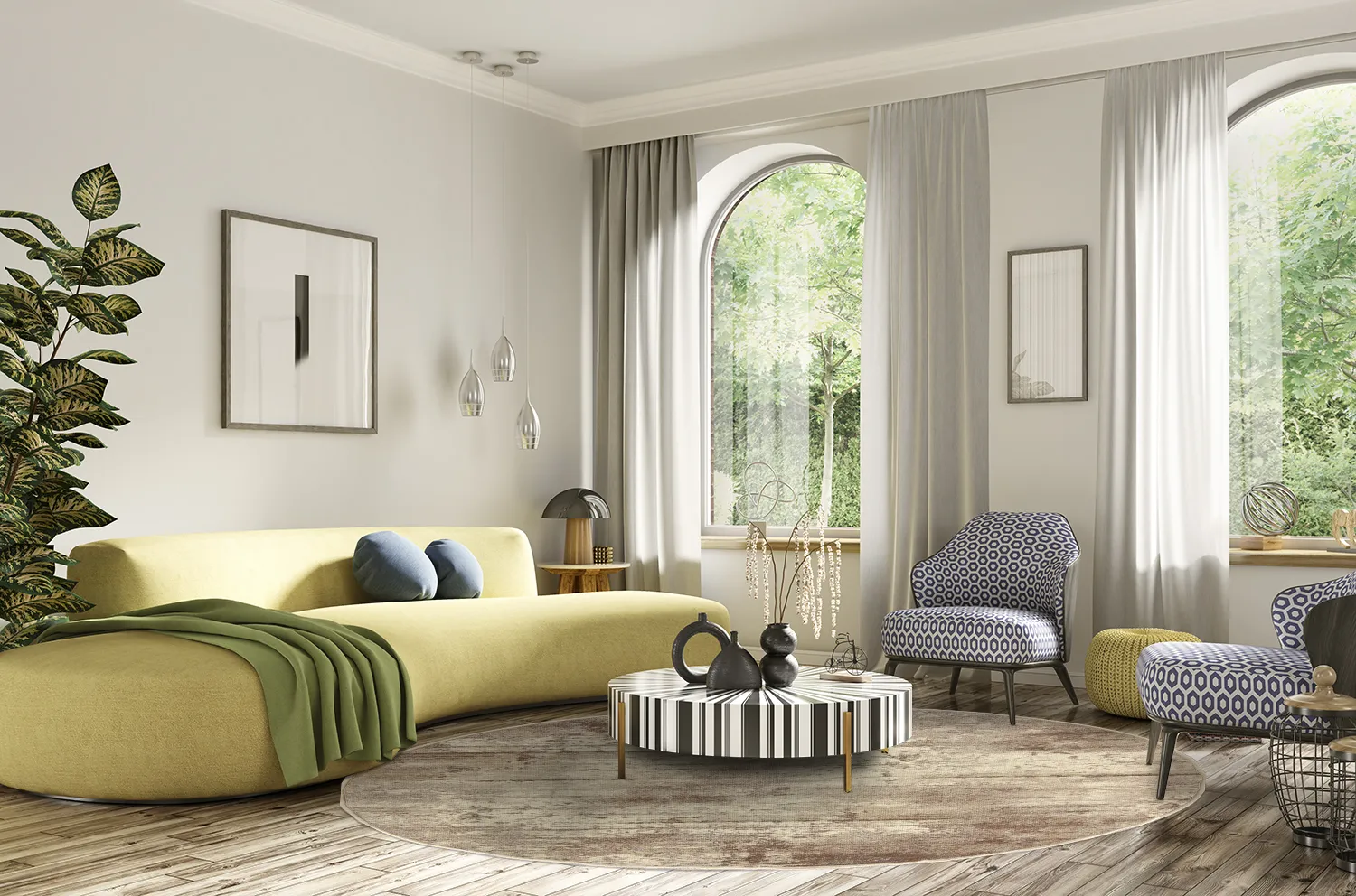 Rundt tæppe - Kebira (beige)