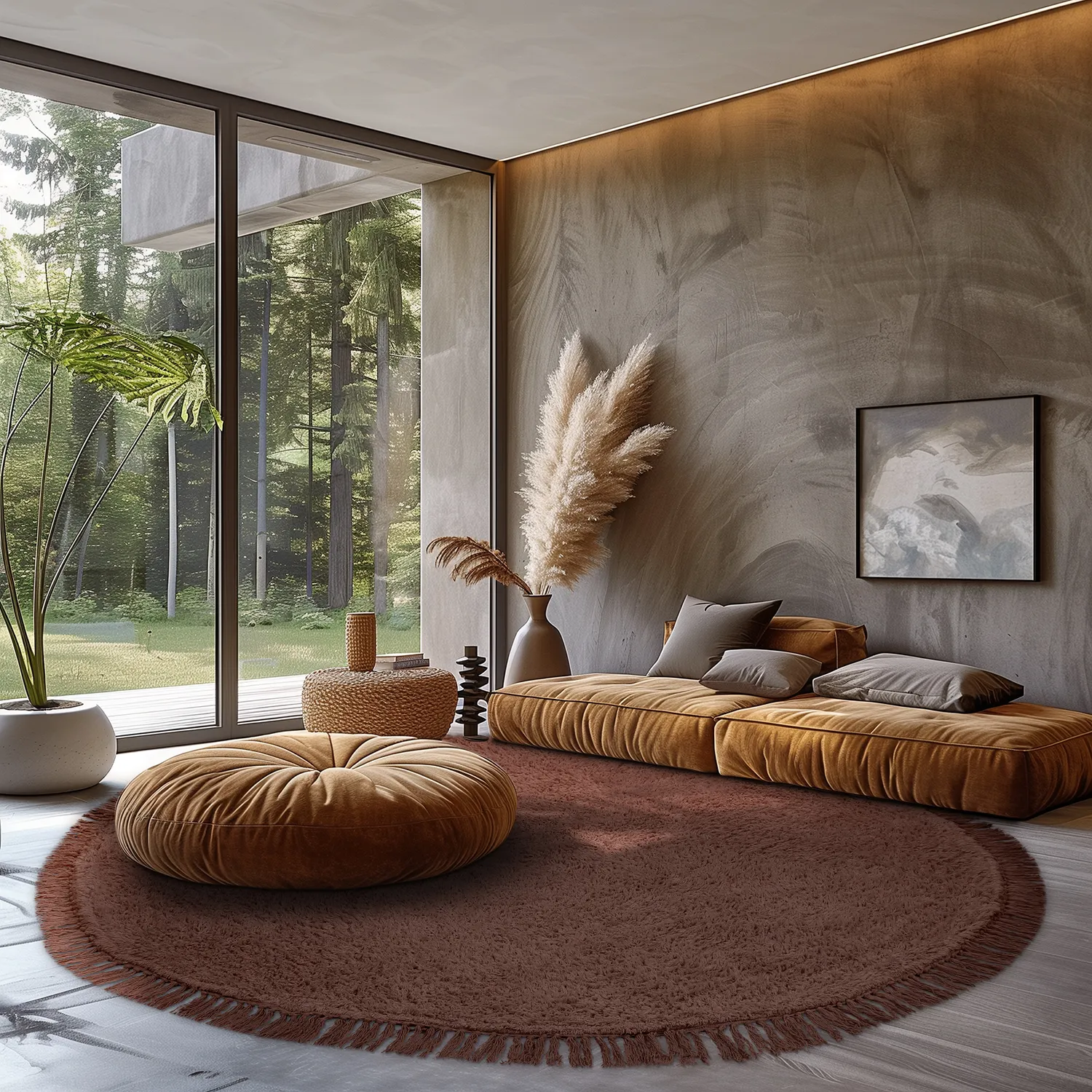 Runde tæpper - Alba Natural Cotton Shaggy (brun)