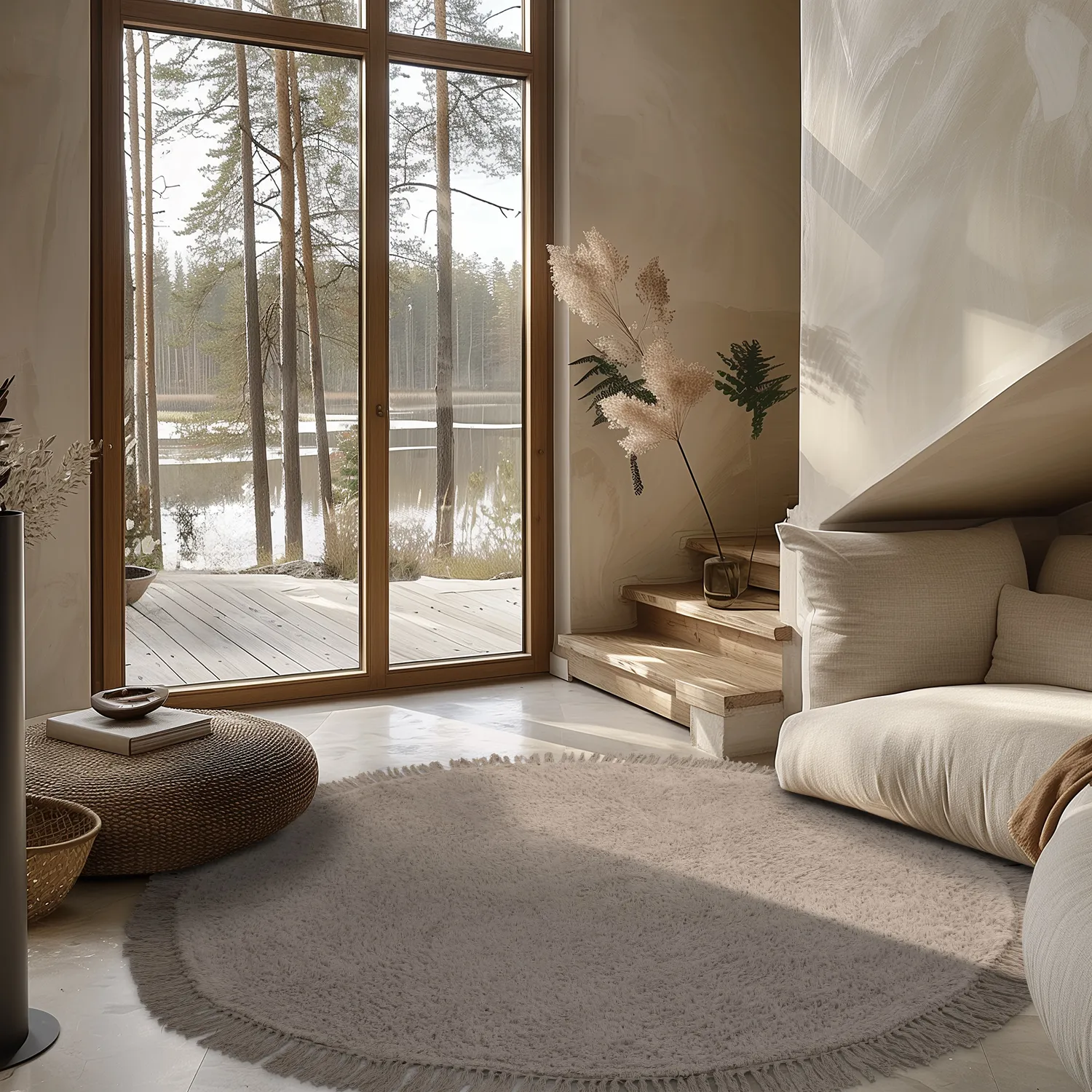 Runde tæpper - Alba Natural Cotton Shaggy (taupe)