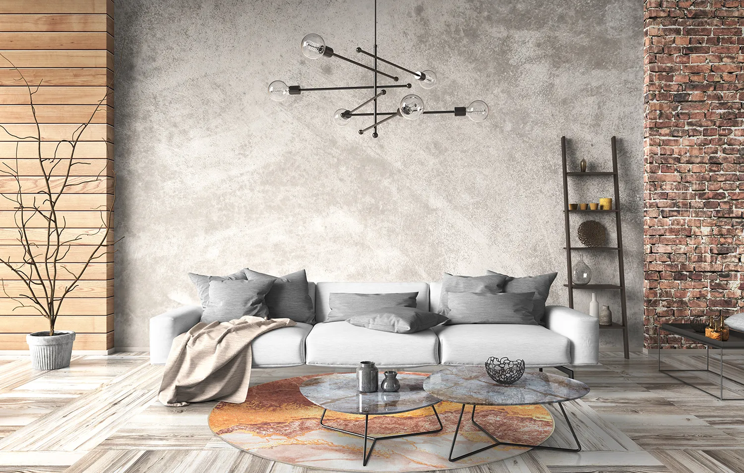 Rundt tæppe - Padova (lyserød/multi)