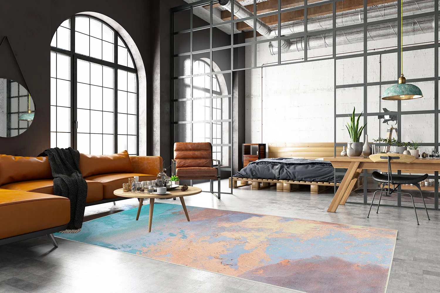 Wilton-tæppe - Pescia (blå/multi)