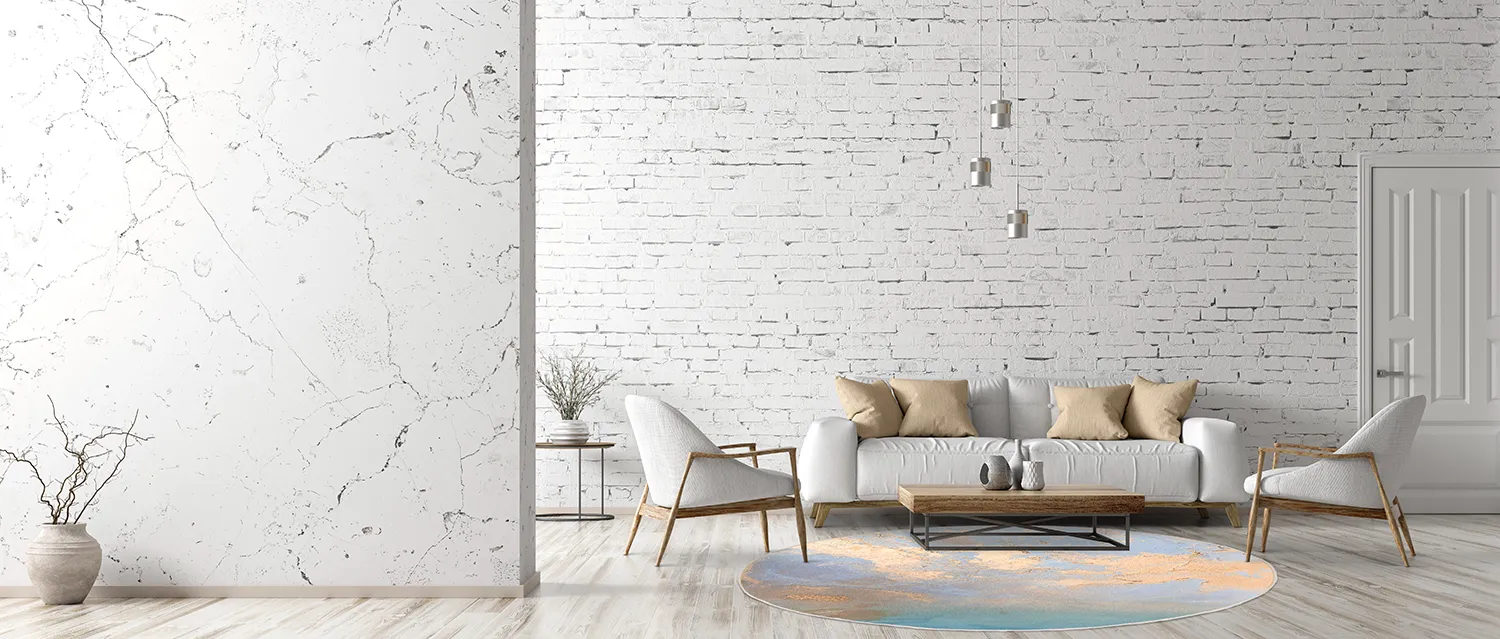 Rundt tæppe - Pescia (blå/multi)