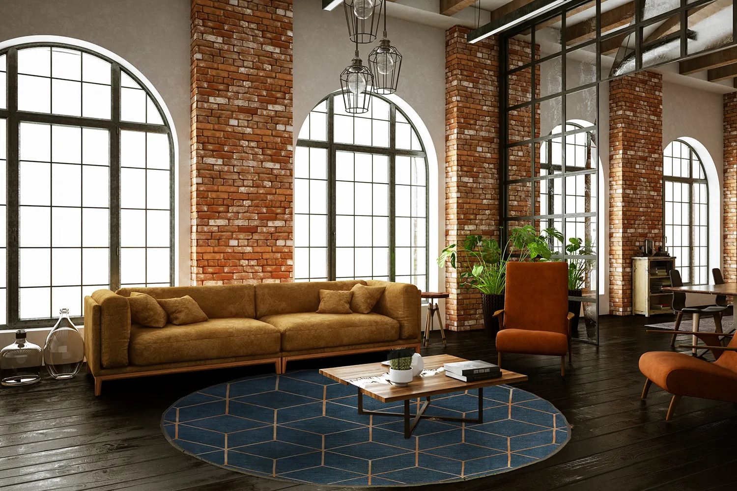 Rundt tæppe - Remy (blå)