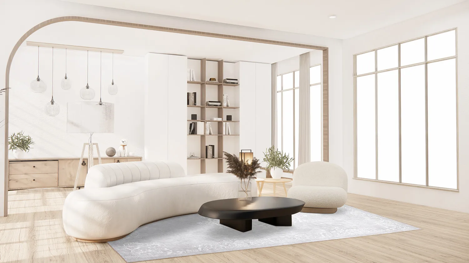 Wilton-tæppe - Santi (lysegrå/hvid)