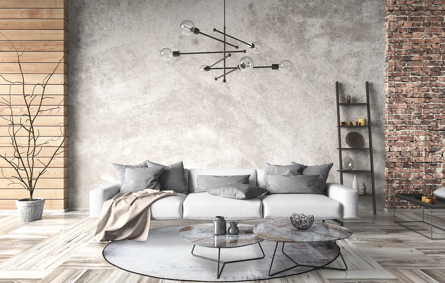 Rundt tæppe - Rosia (blå/grå)