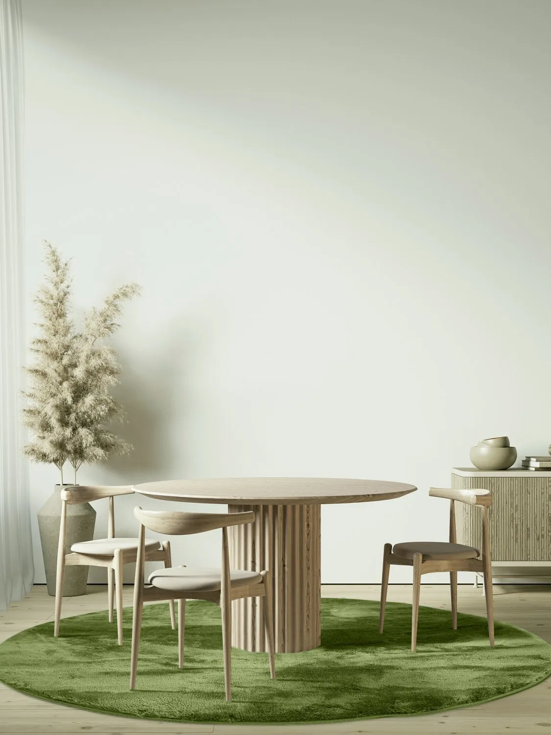 Runde tæpper - Aranga Super Soft Fur (olivengrøn)