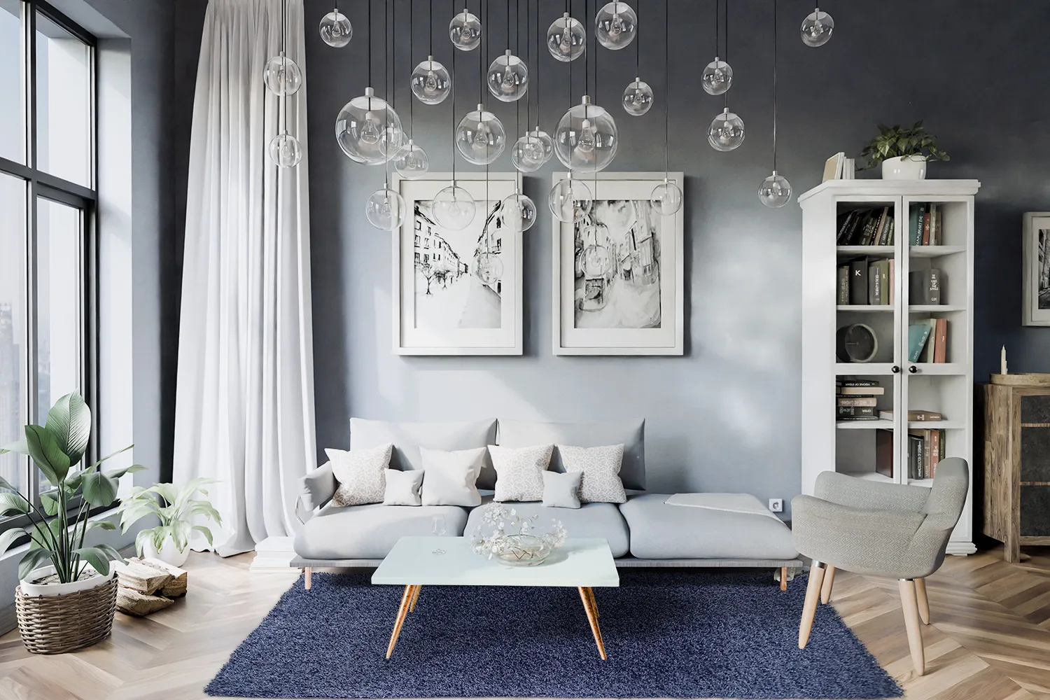 Ryatæpper - Zoe (mørkeblå)